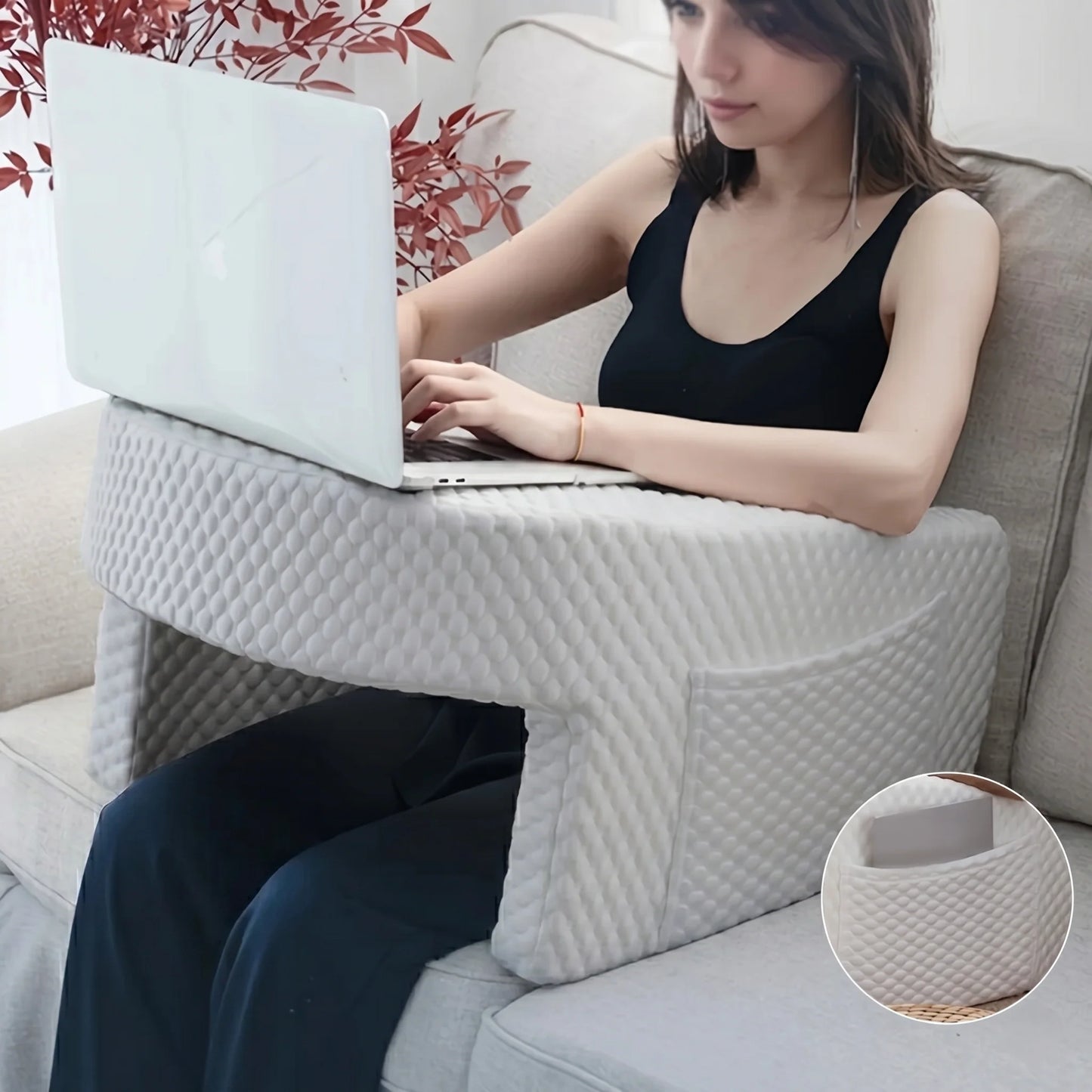 Ergonomic Reading & Laptop Support Cushion Side Pockets Fits Most Laps
