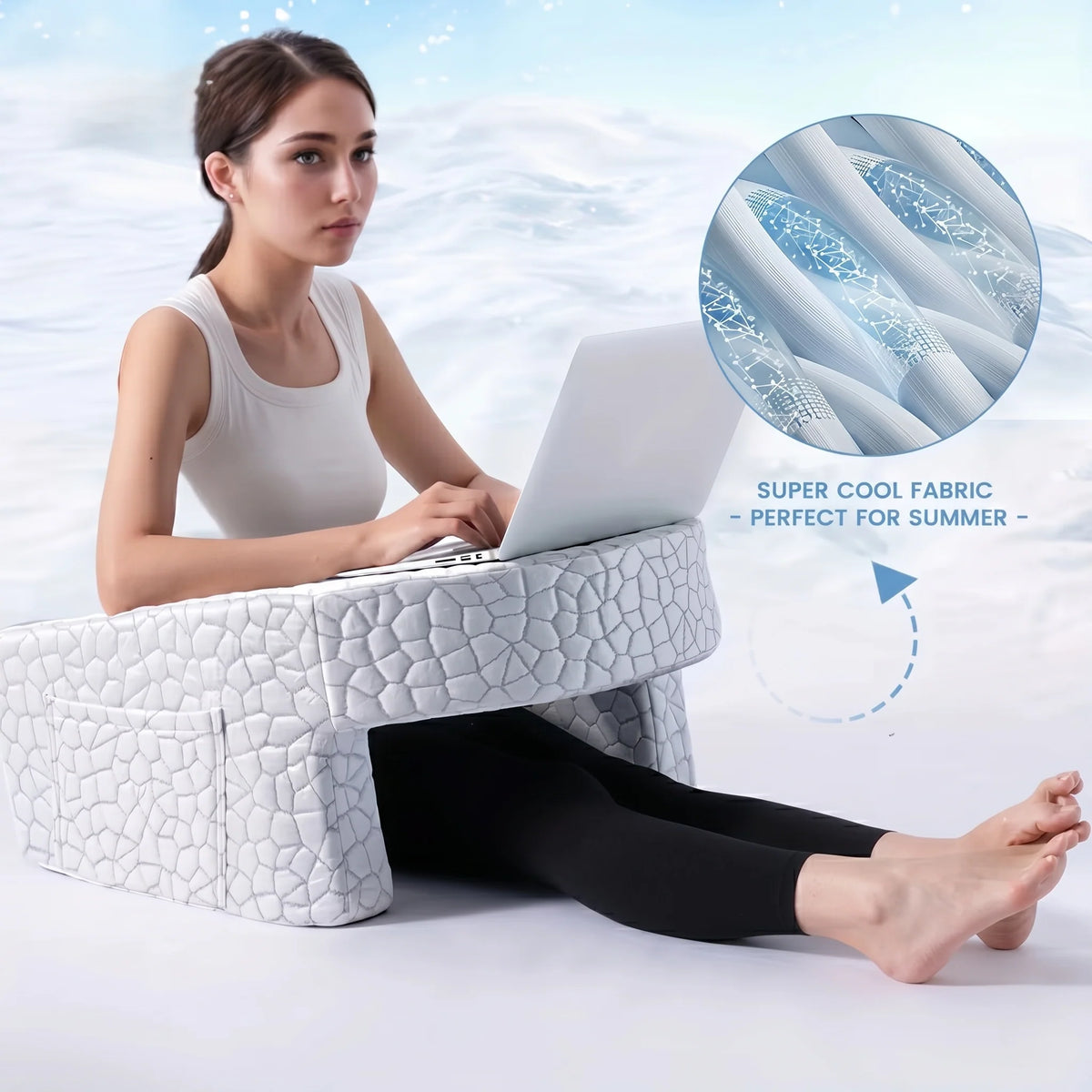 Ergonomic Reading & Laptop Support Cushion Side Pockets Fits Most Laps