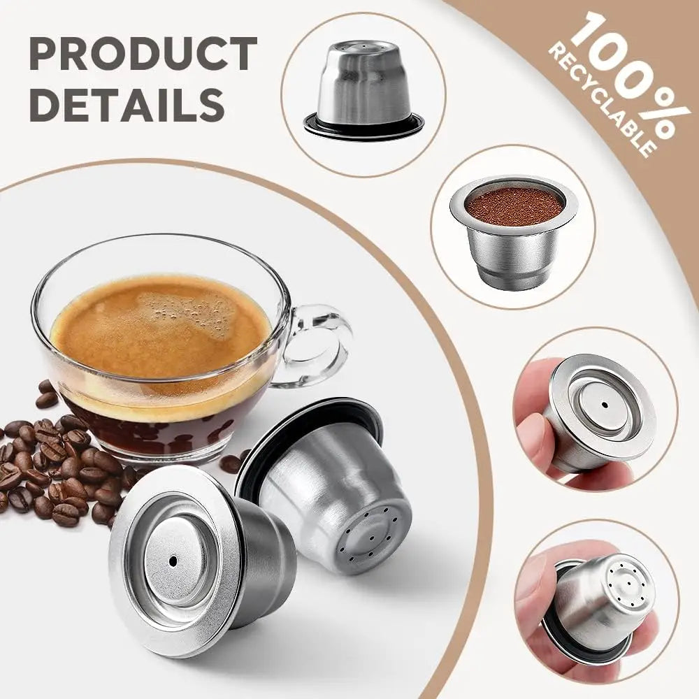 Espresso Capsules Stainless Steel Crema Set of 3