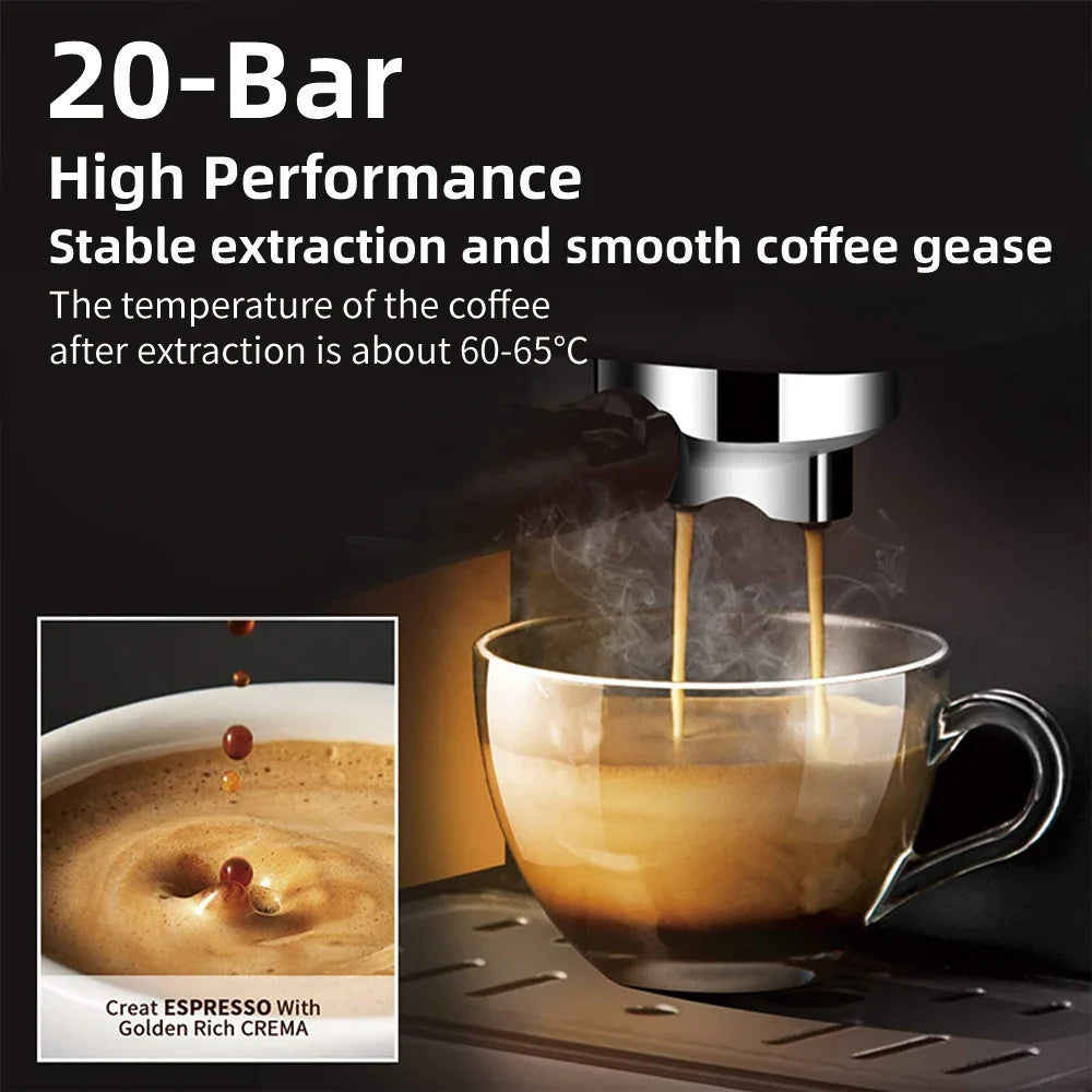 Espresso Machine 20-Bar Extraction Steam Frother Removable Base
