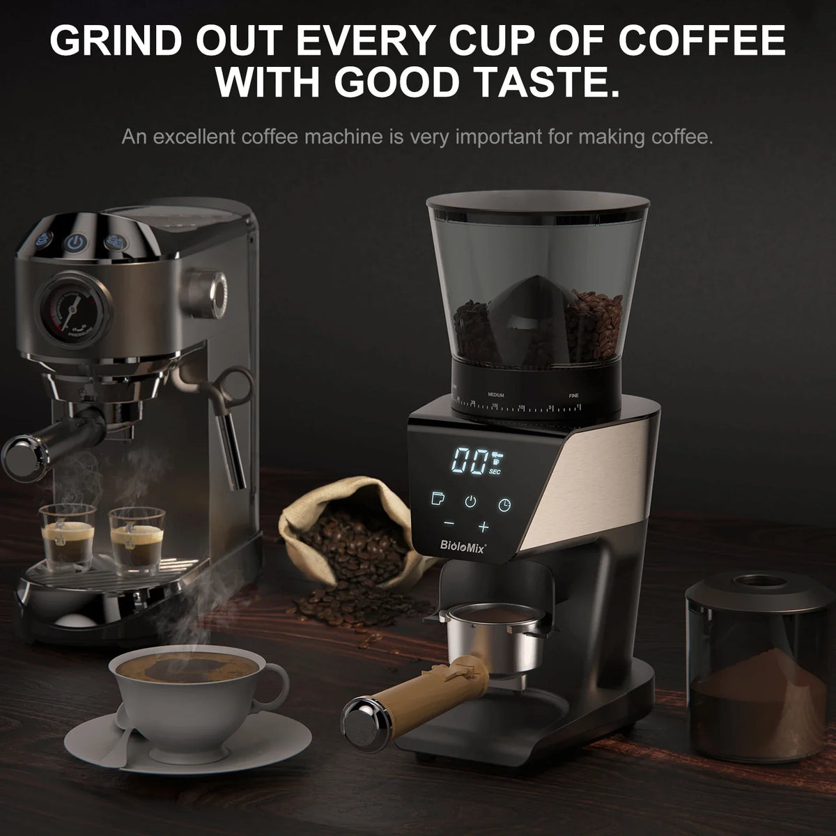Espresso Machine 20-Bar Extraction Steam Frother Removable Base