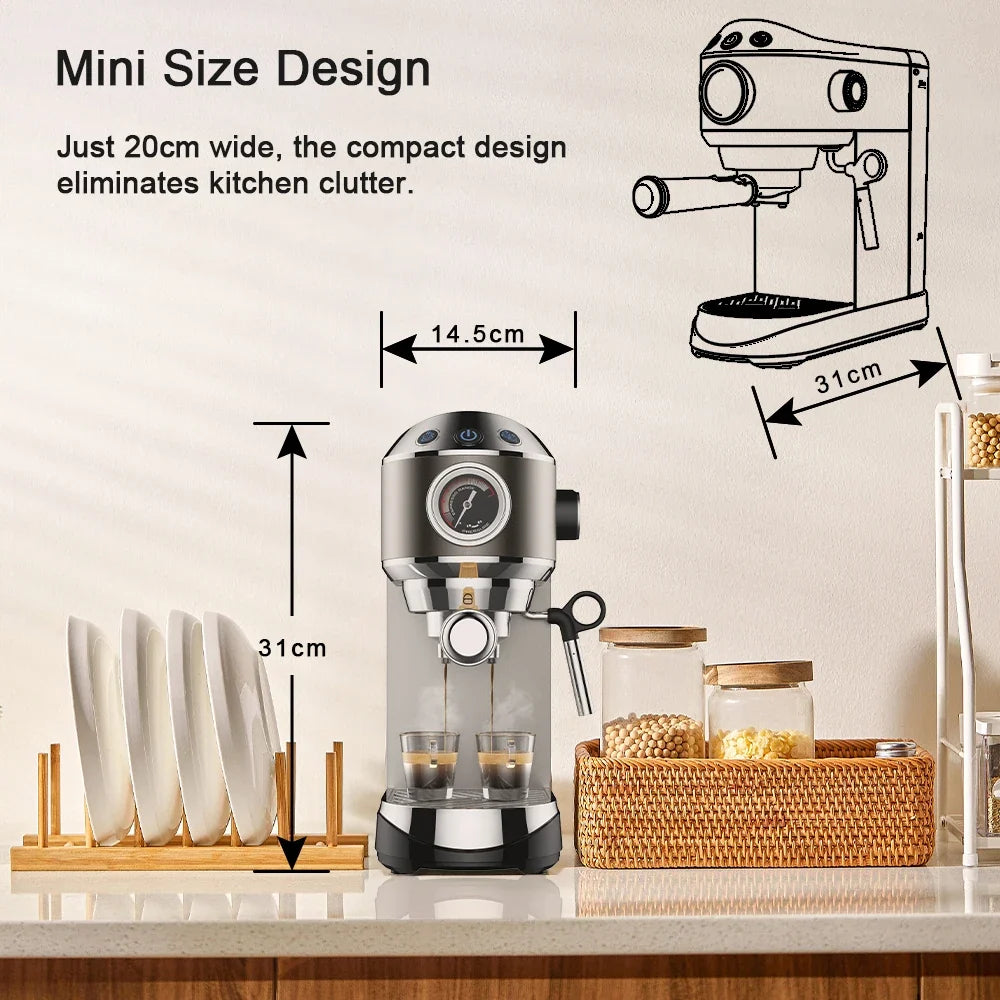 Espresso Machine 20-Bar Extraction Steam Frother Removable Base