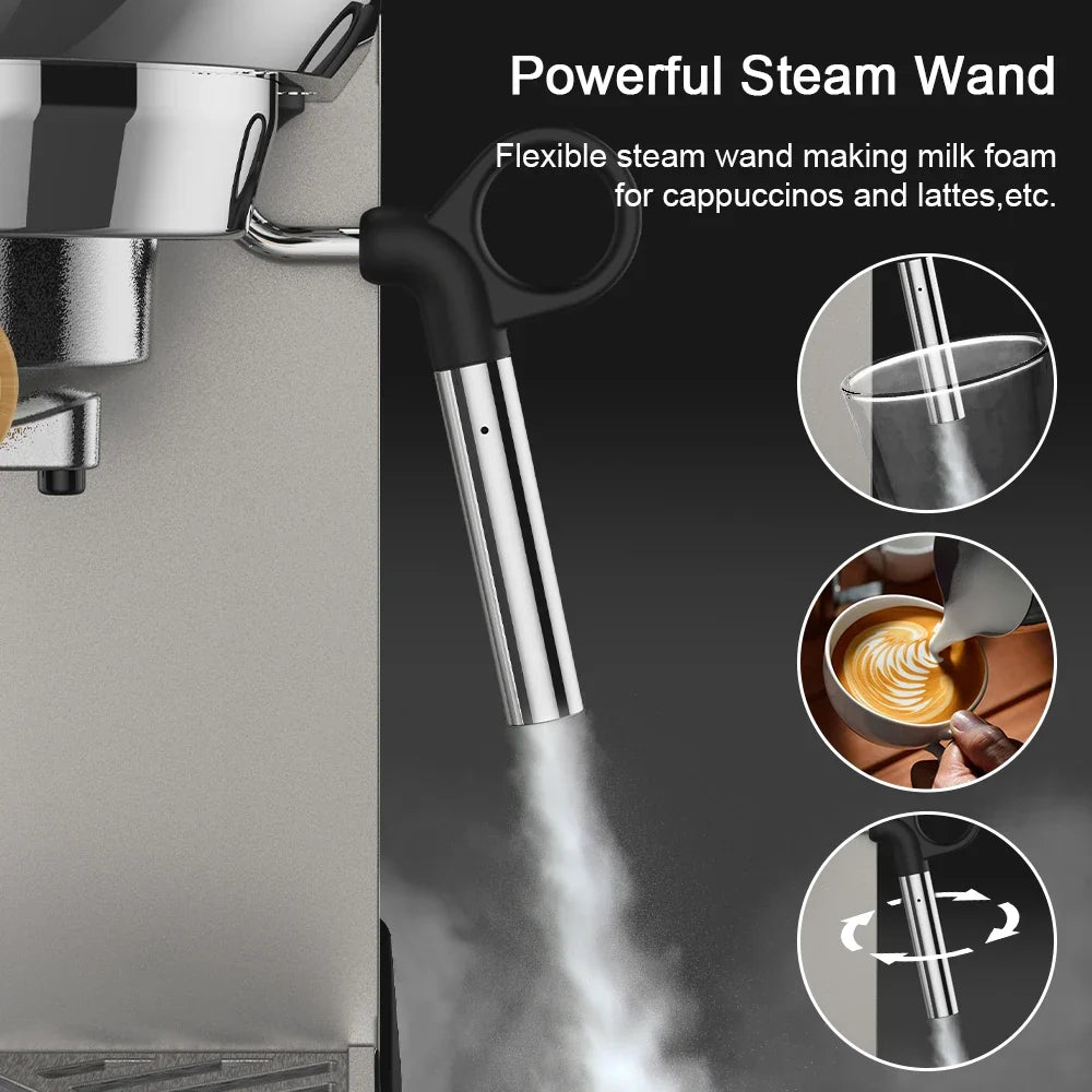Espresso Machine 20-Bar Extraction Steam Frother Removable Base
