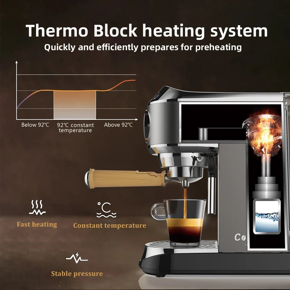 Espresso Machine 20-Bar Extraction Steam Frother Removable Base