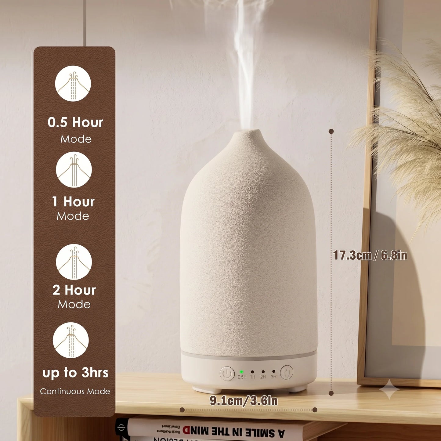 Essential Oil Diffuser Ultrasonic Ceramic 500 Sq Ft Coverage