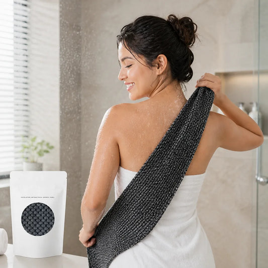 Exfoliating Shower Towel Carbon Fiber Kills 99.9% Bacteria