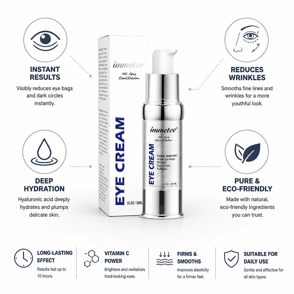 Eye Cream Instant Depuffing Anti-Wrinkle Vitamin C & Hyaluronic Acid