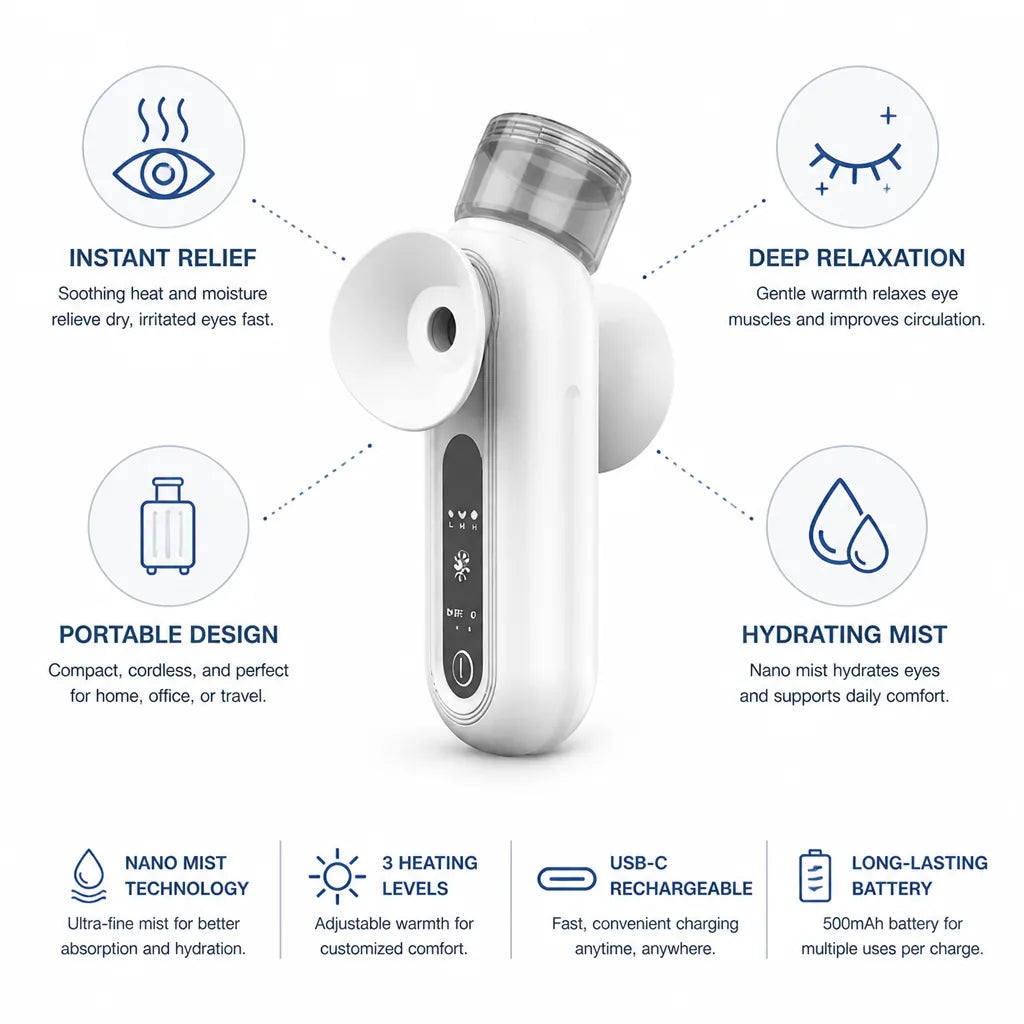 Eye Steam Mask Heat & Moisture Rechargeable USB-C