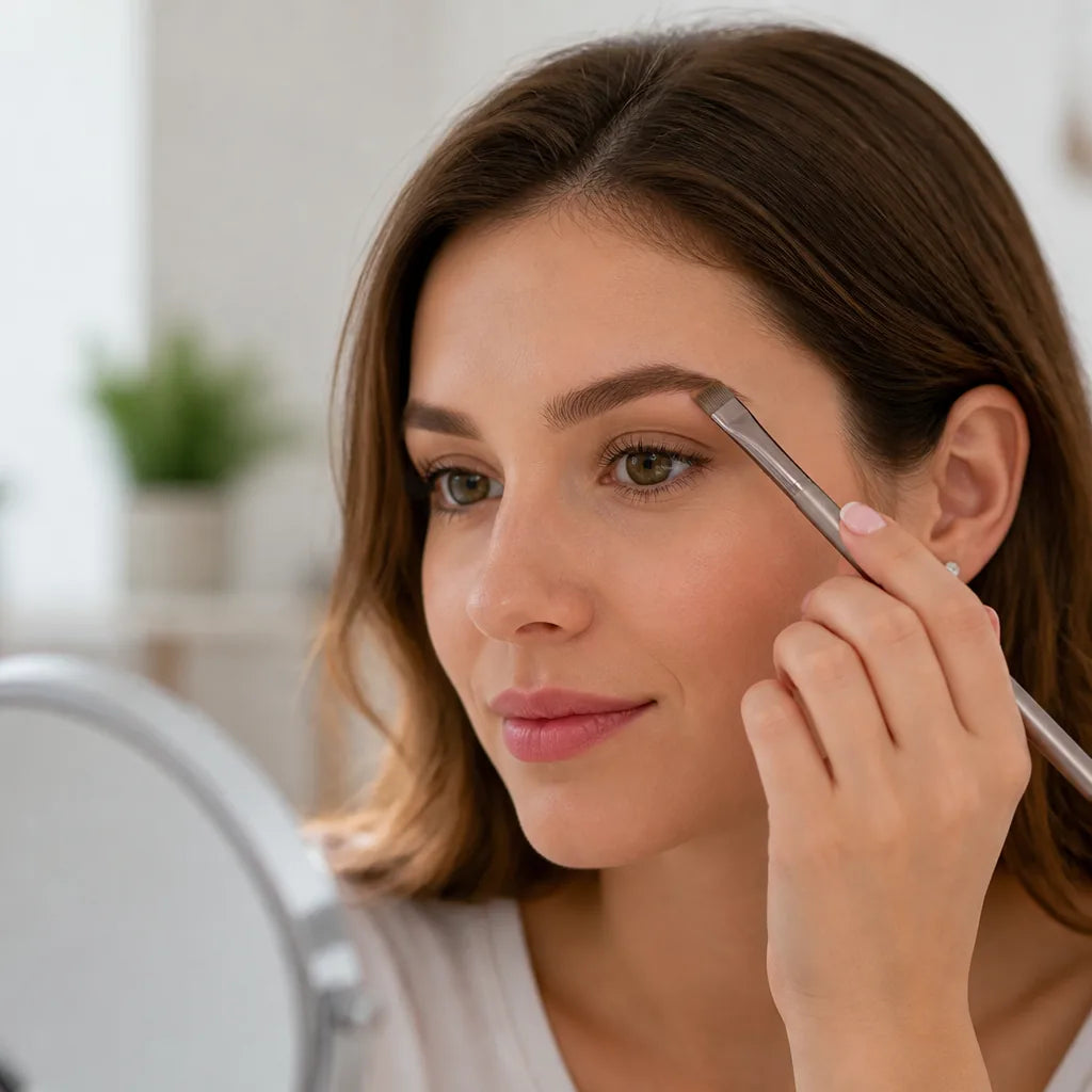 Eyebrow Brush Angled Precision Vegan Bristles & Wooden Handle