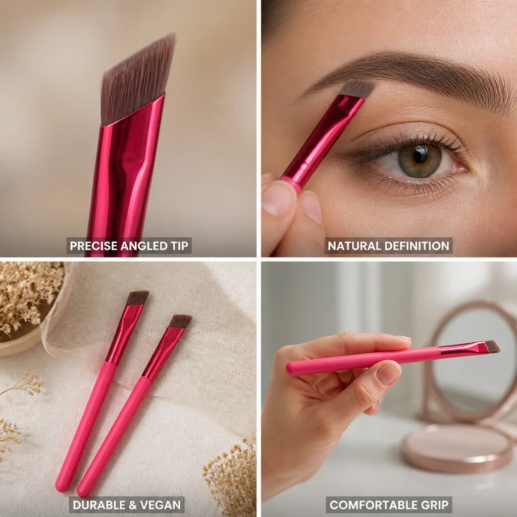 Eyebrow Brush Angled Precision Vegan Bristles & Wooden Handle