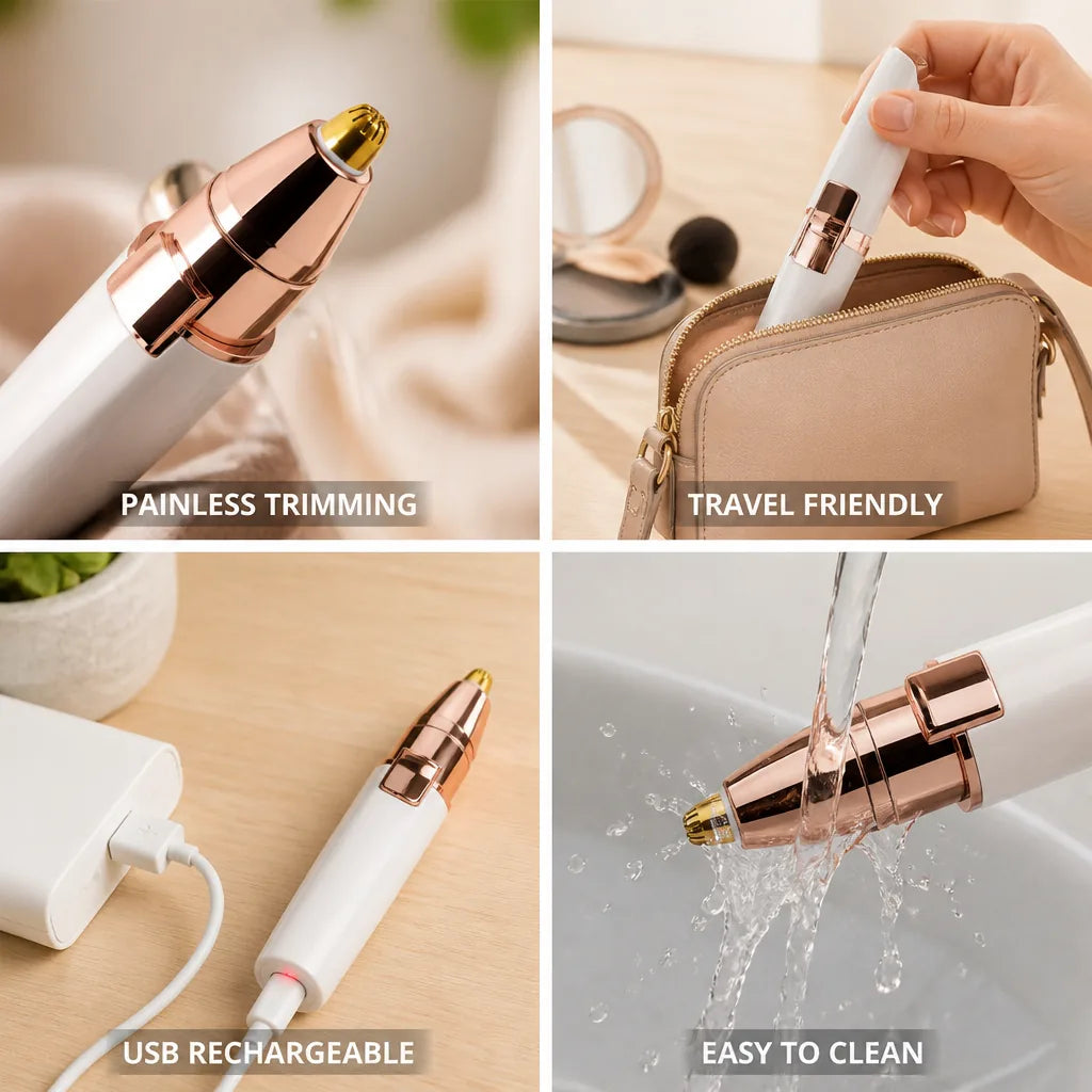 Eyebrow & Facial Trimmer Painless USB Rechargeable Travel Size