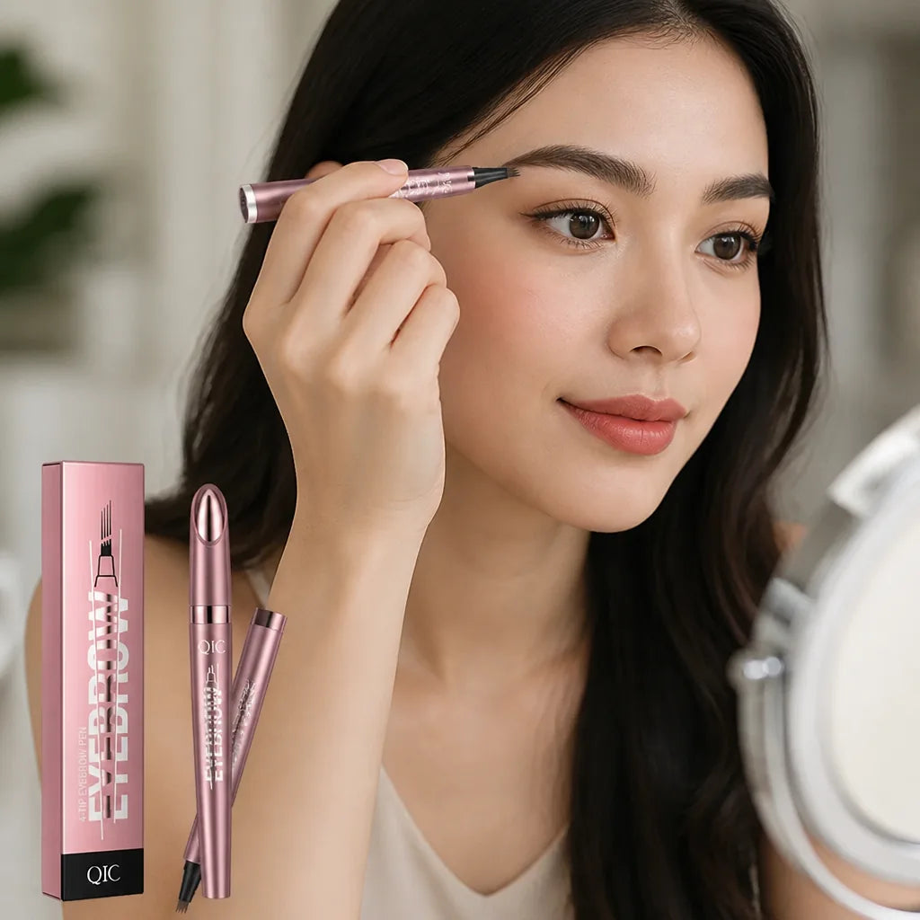 Eyebrow Pencil 4-Tip Micro-Fork Waterproof & Smudge-Proof
