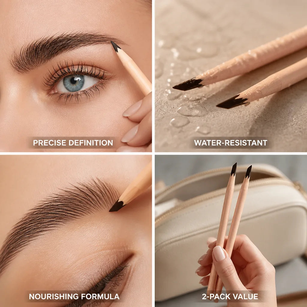Eyebrow Pencil Set Ultra-Fine Tip Water-Resistant 2-Pack