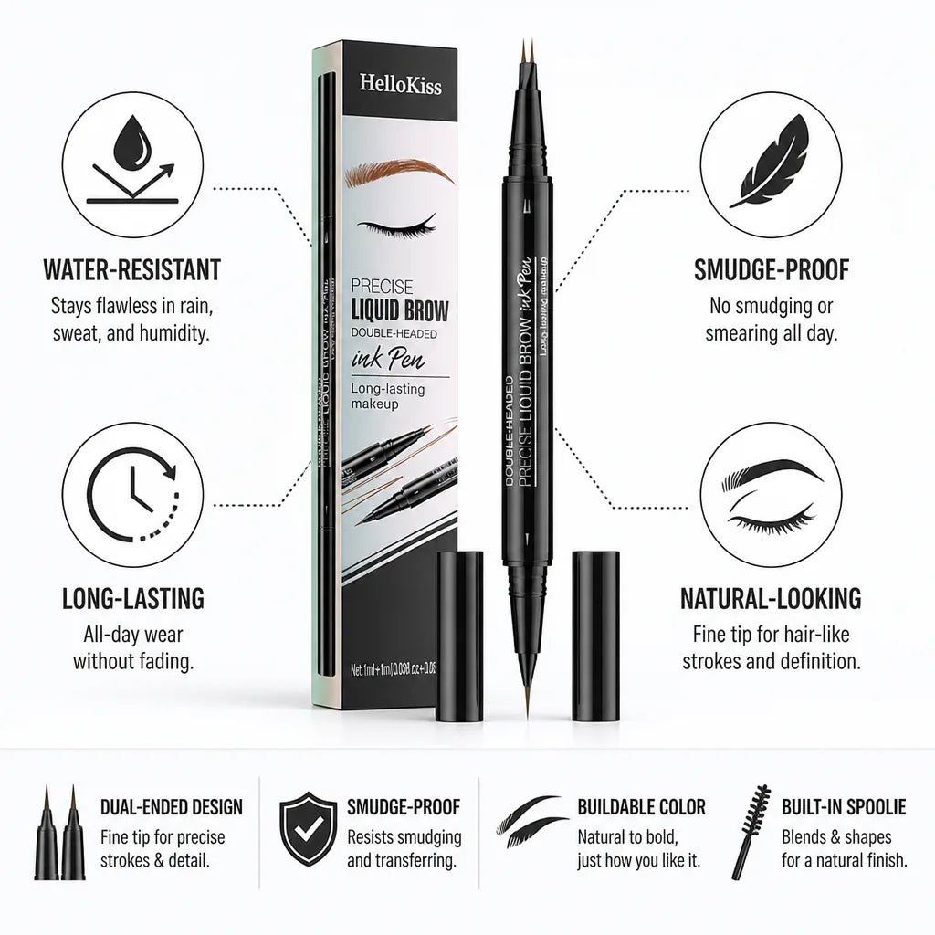 Eyebrow Pencil Smudge-Proof Water-Resistant Precision Tip & Spoolie