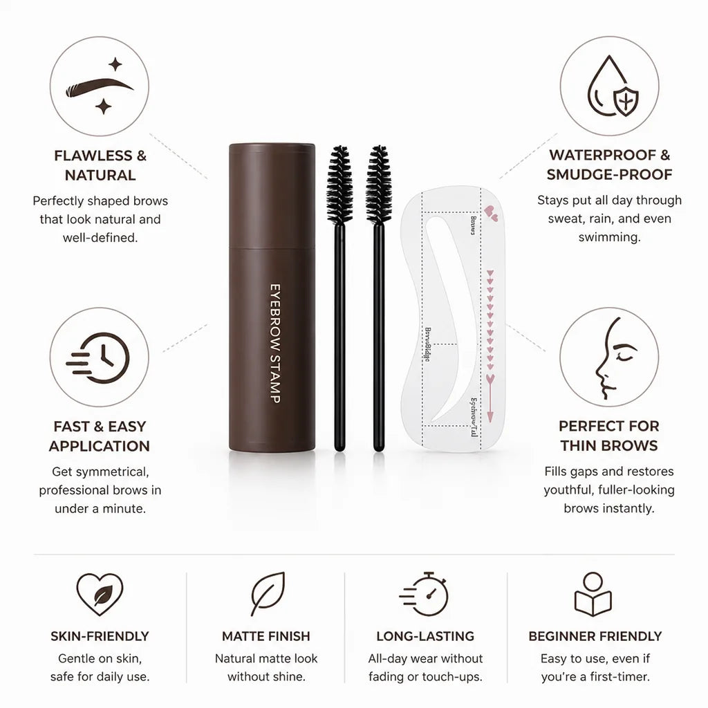 Eyebrow Stamp Kit Precision Stamp Waterproof & Smudge-Proof Matte Finish