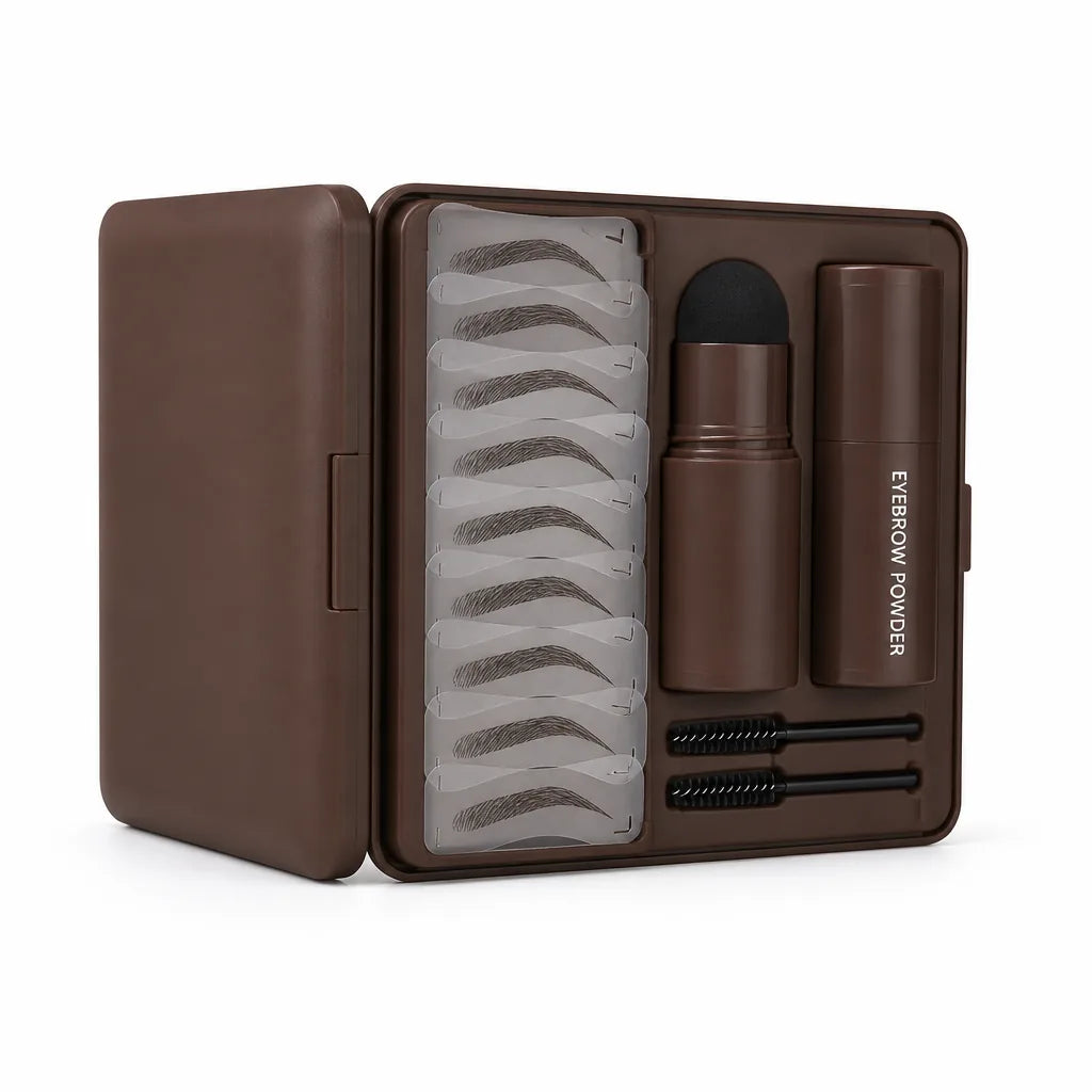 Eyebrow Stamp Kit Smudge-Proof Powder Ten Reusable Stencils