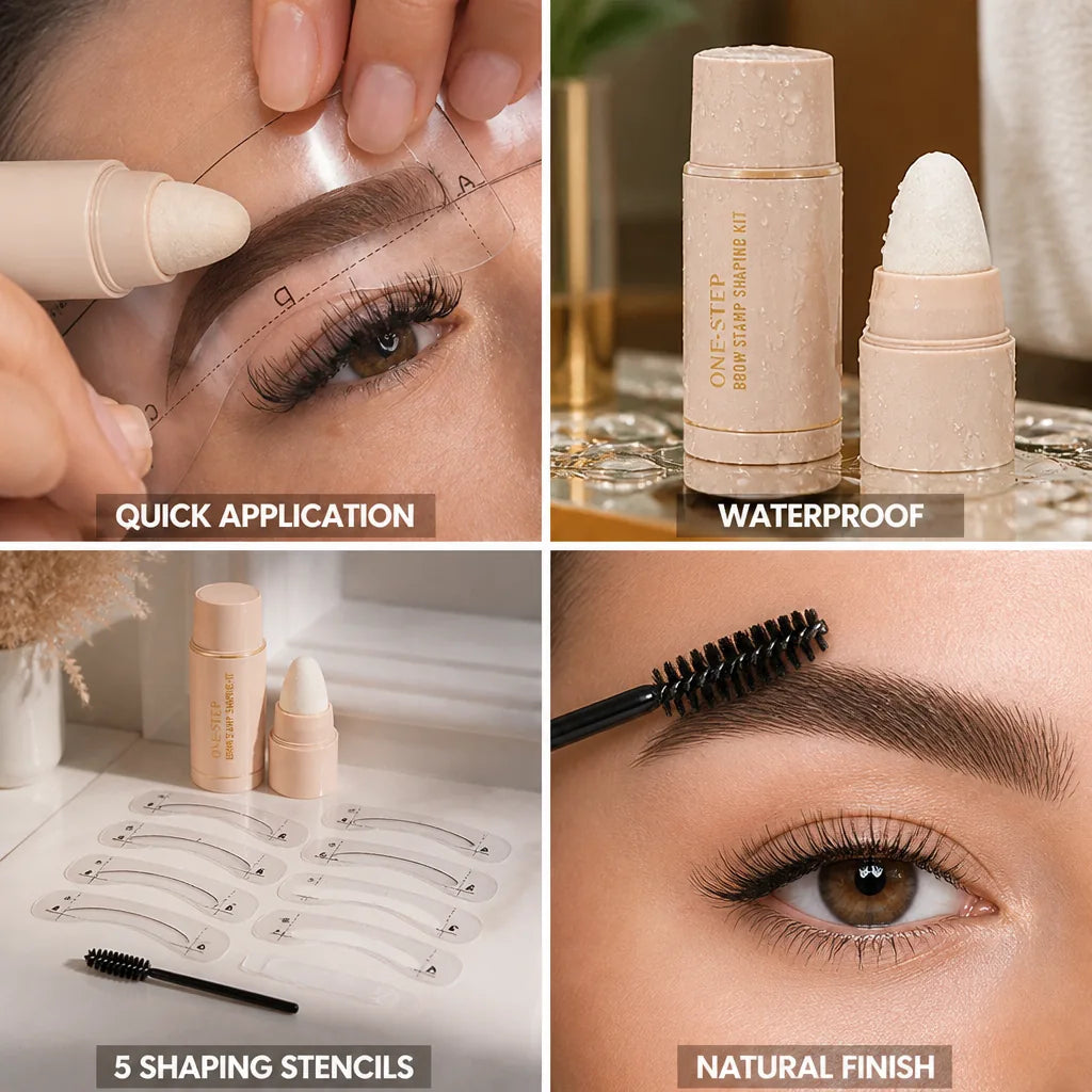 Eyebrow Stamp Kit Waterproof 5 Stencils & Spoolie
