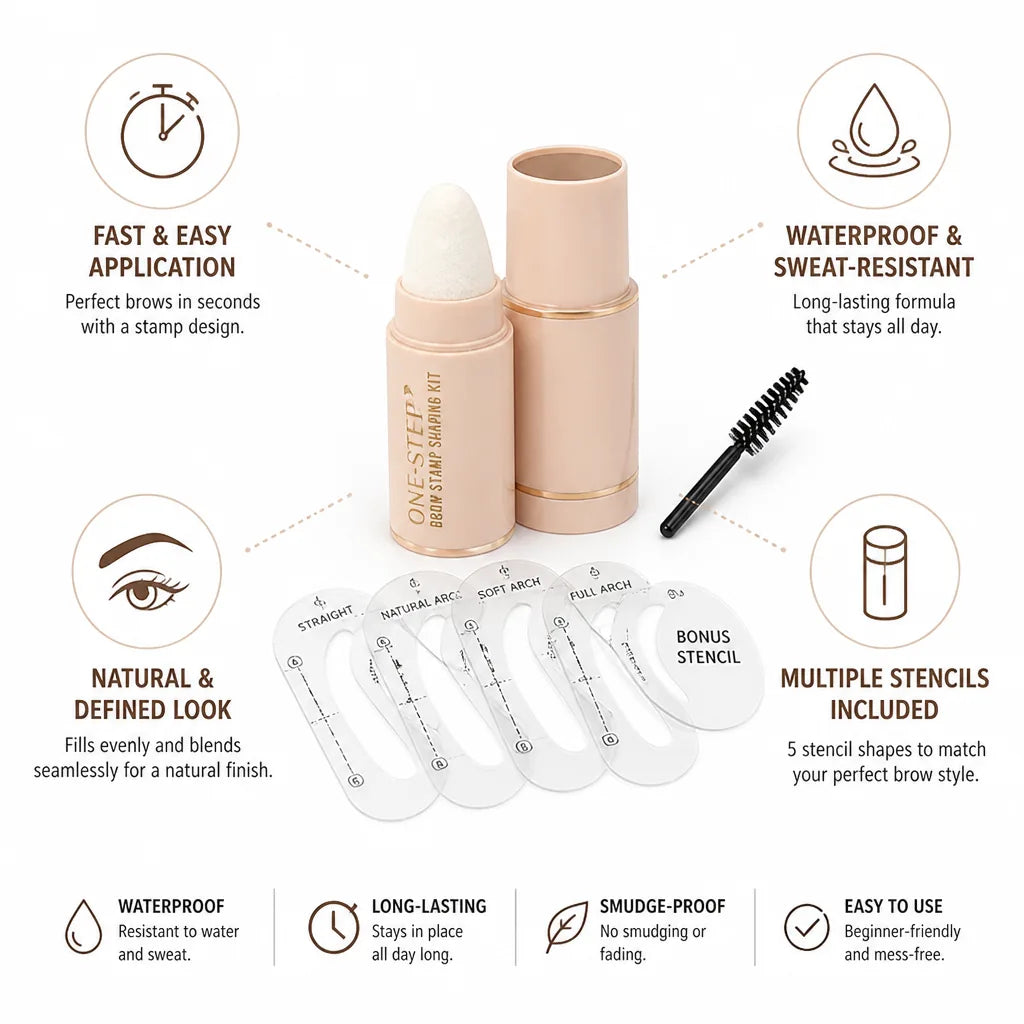 Eyebrow Stamp Kit Waterproof 5 Stencils & Spoolie