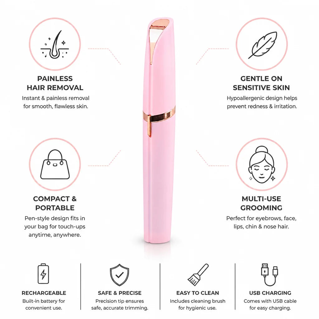 Eyebrow Trimmer Pen-Style Rechargeable Painless