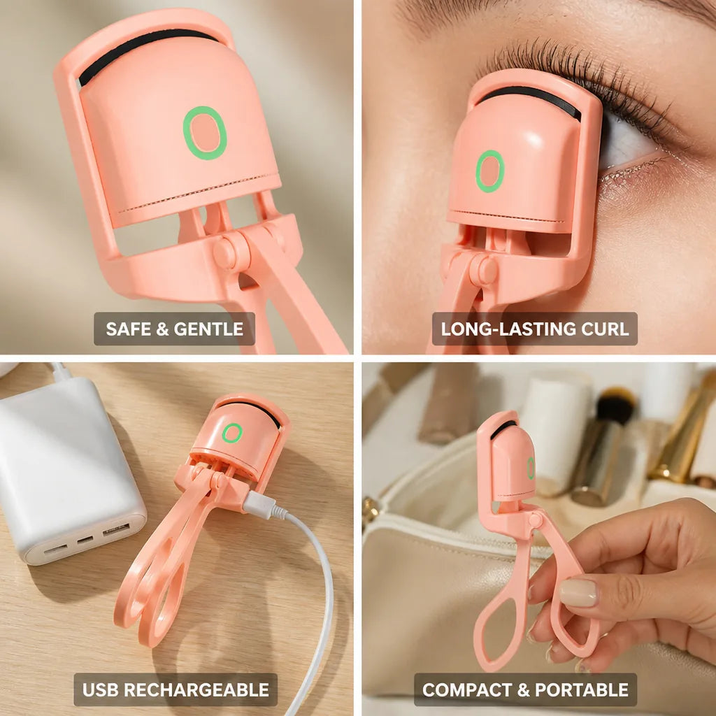 Eyelash Curler Heated USB Rechargeable Silicone Pad