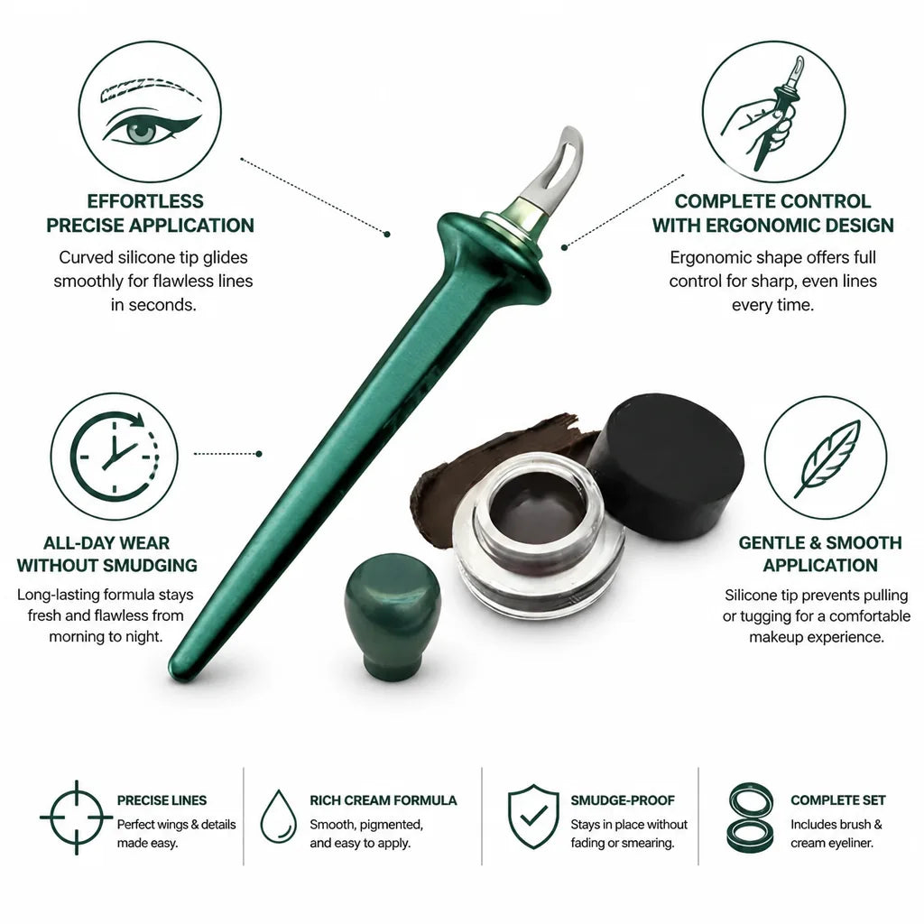 Eyeliner Brush Curved Silicone Tip & Cream Included