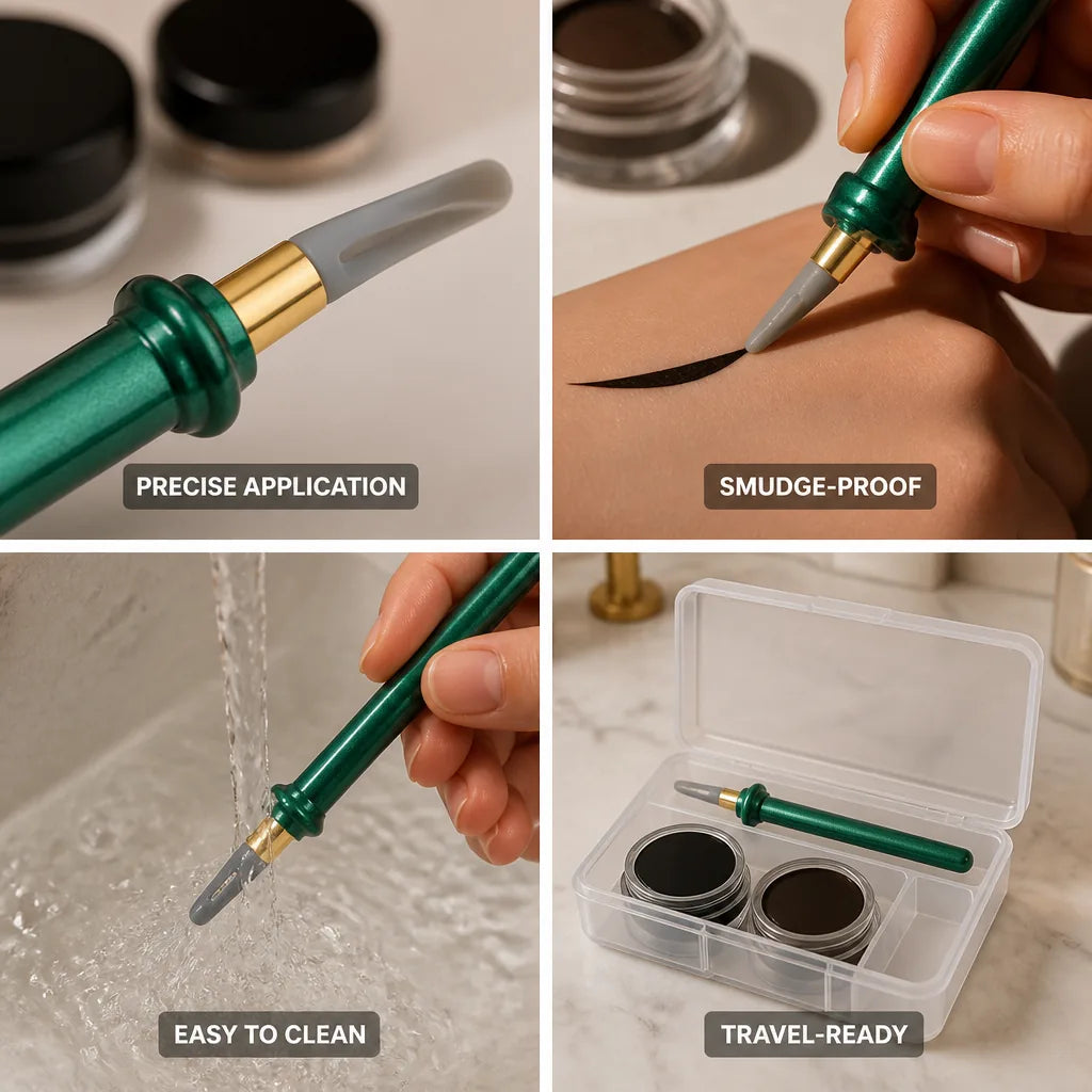 Eyeliner Kit Silicone Precision Brush Gel Duo & Case