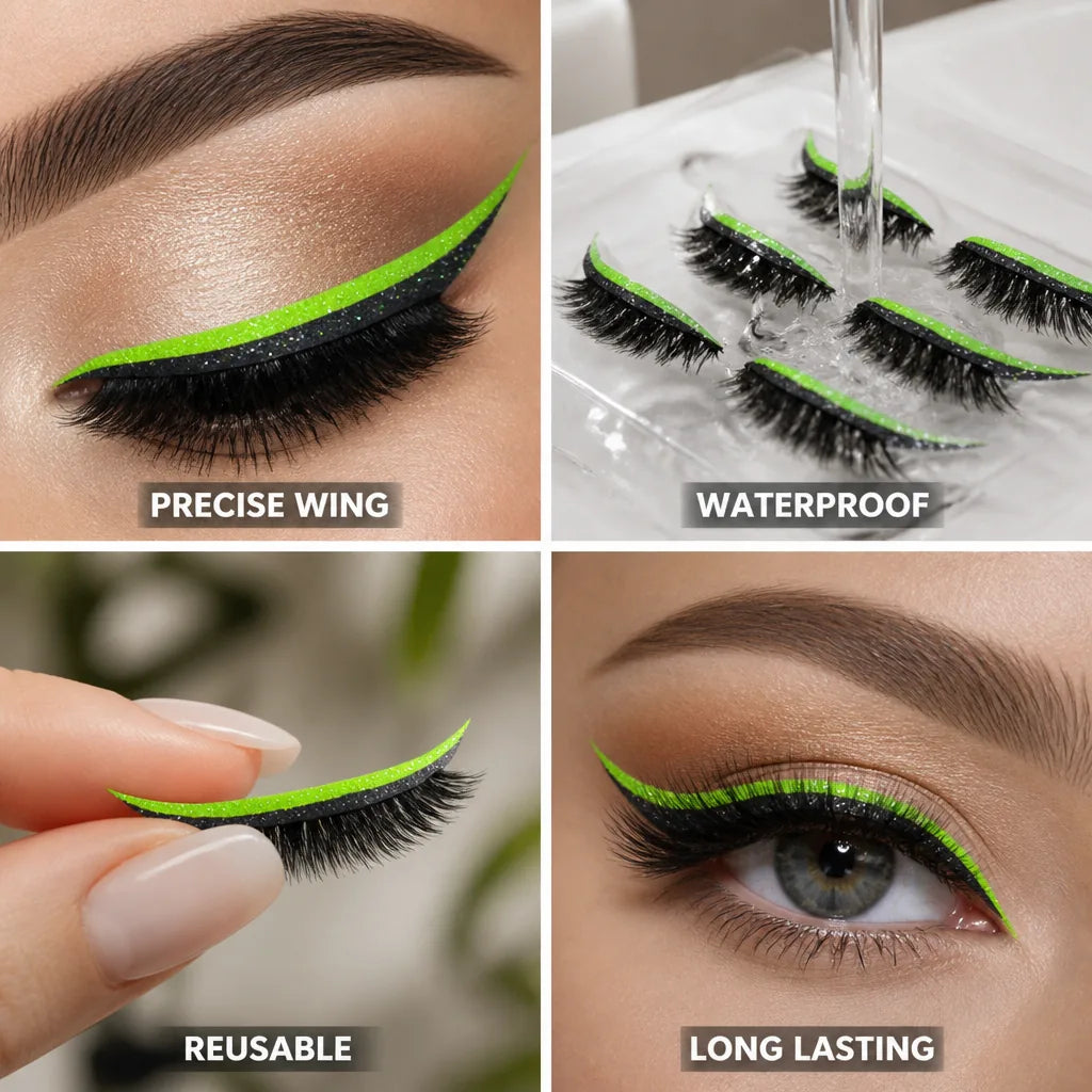 Eyeliner & Lash Stickers Reusable Waterproof Pre-Shaped Cat Eye