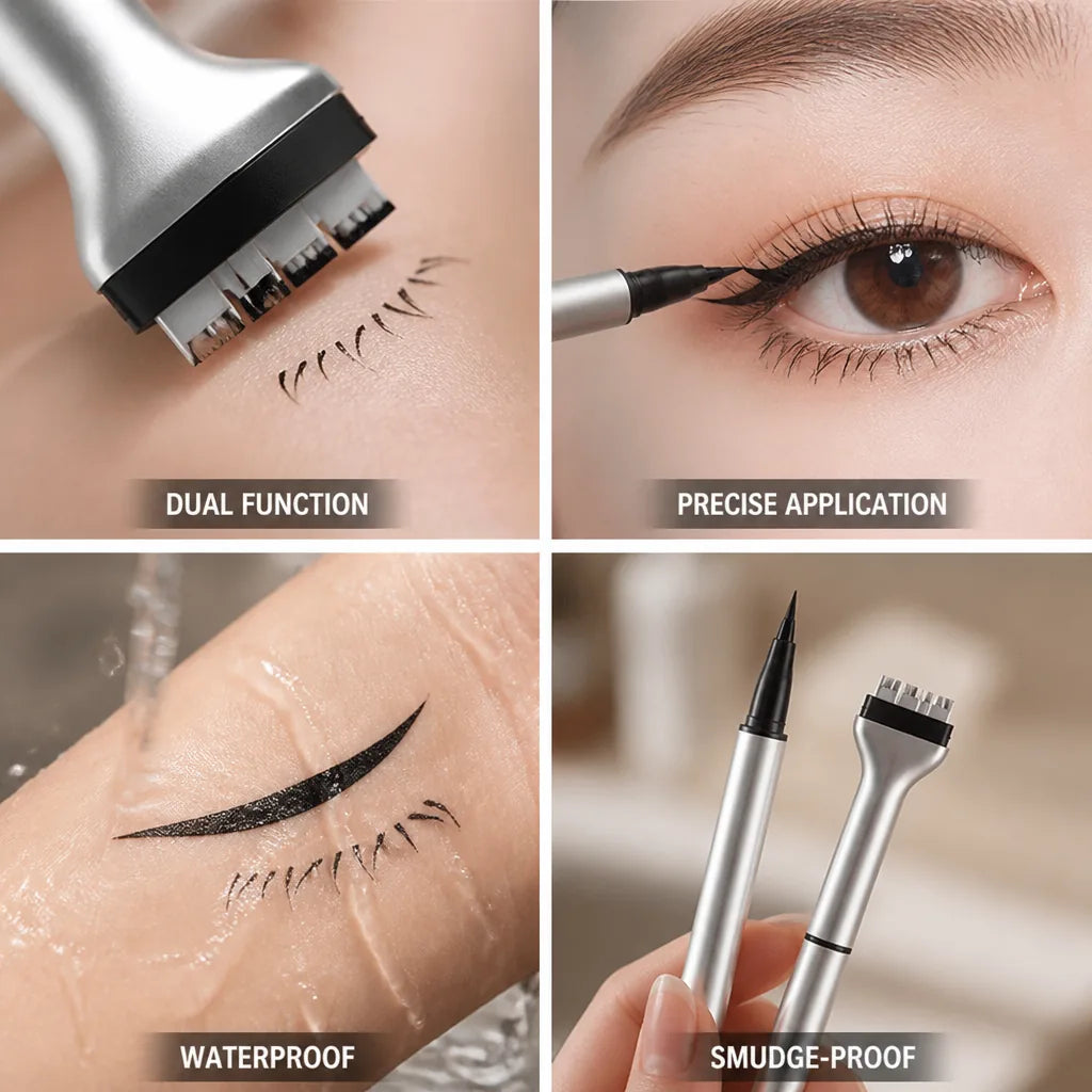 Eyeliner & Lower Lash Stamp Waterproof Smudge-Proof Fine-Tip