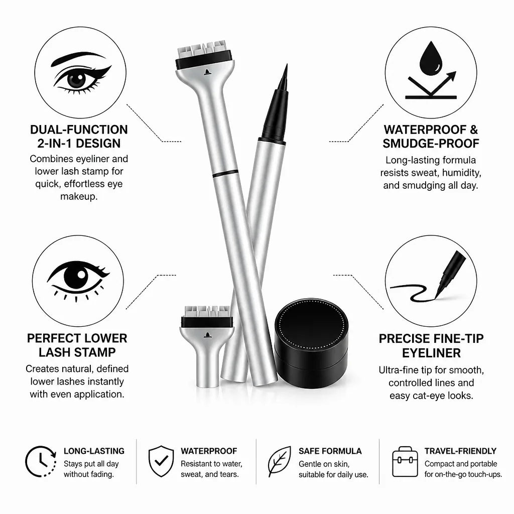 Eyeliner & Lower Lash Stamp Waterproof Smudge-Proof Fine-Tip