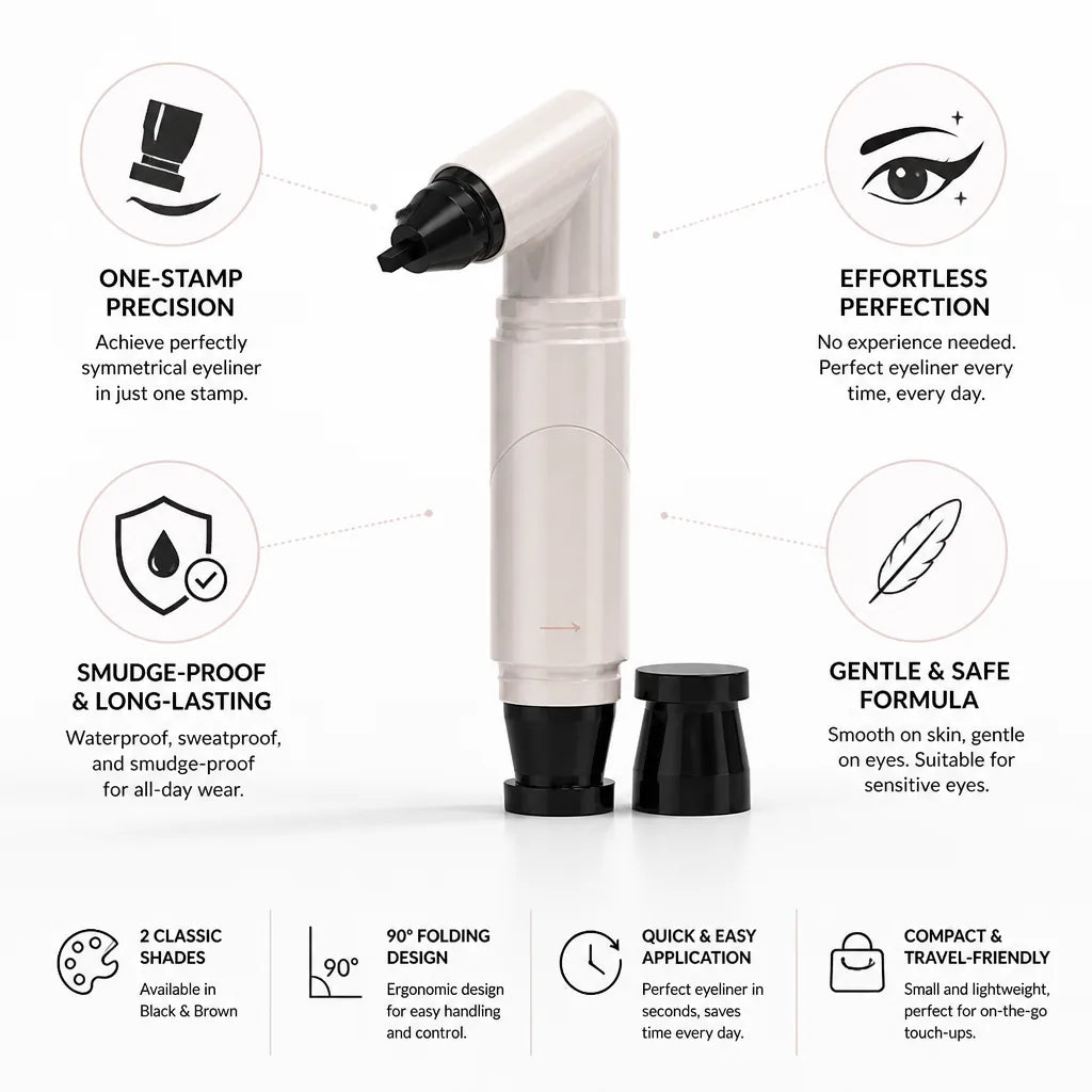 Eyeliner Stamp One-Stamp Precision Smudge-Proof Ink Black & Brown