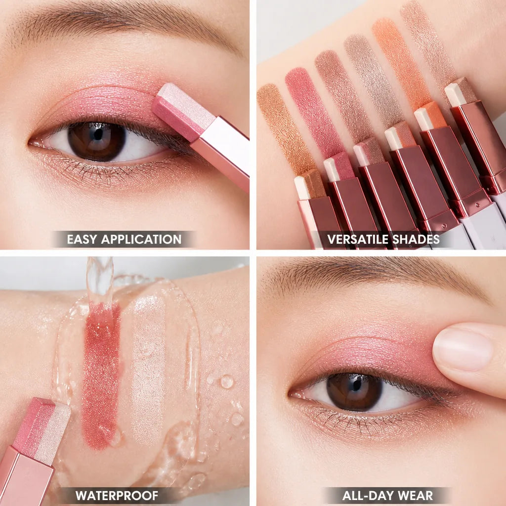 Eyeshadow Stick Double-Color Glitter Waterproof & Budge-Proof