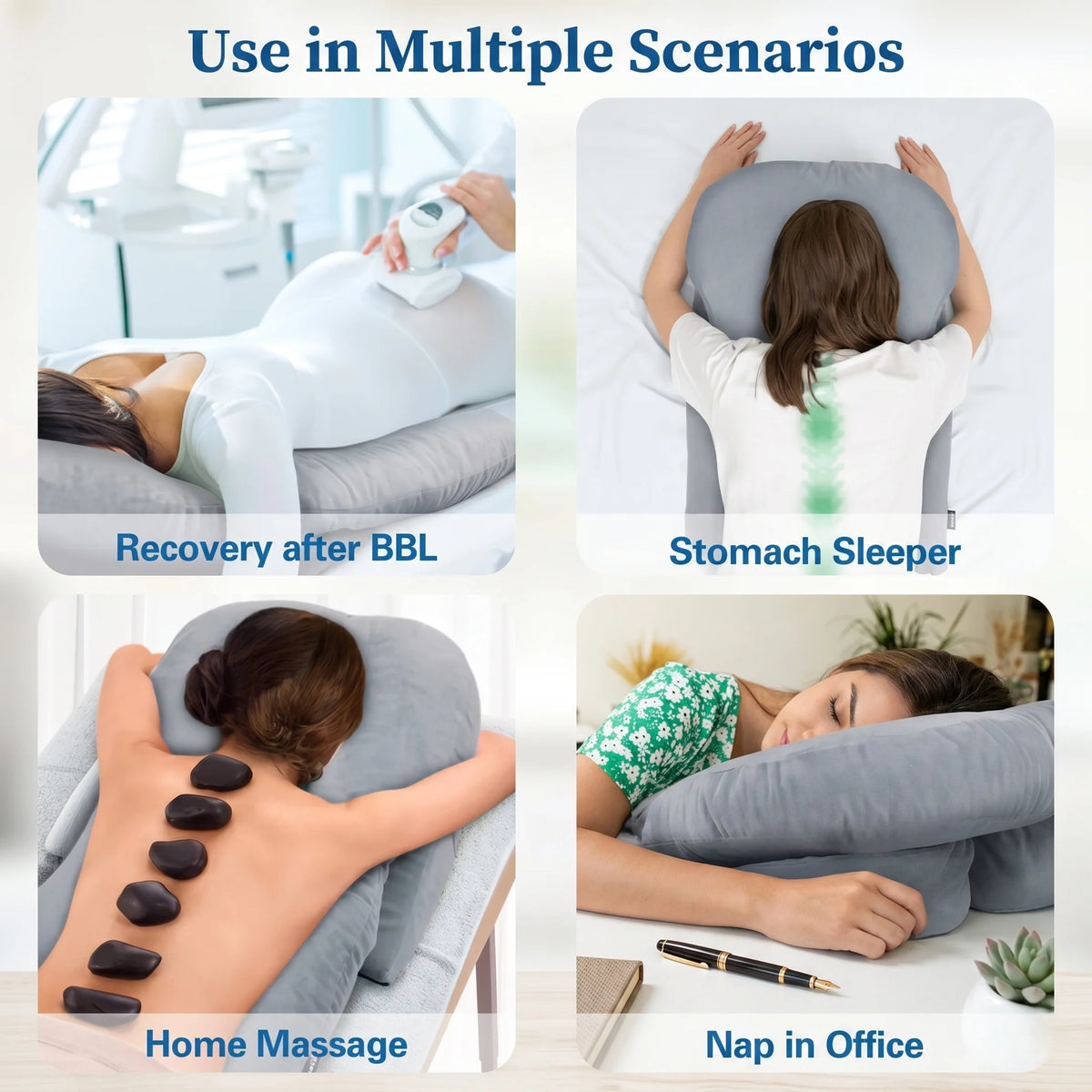 Face-Down Pillow Adjustable Memory Foam For Stomach Sleepers