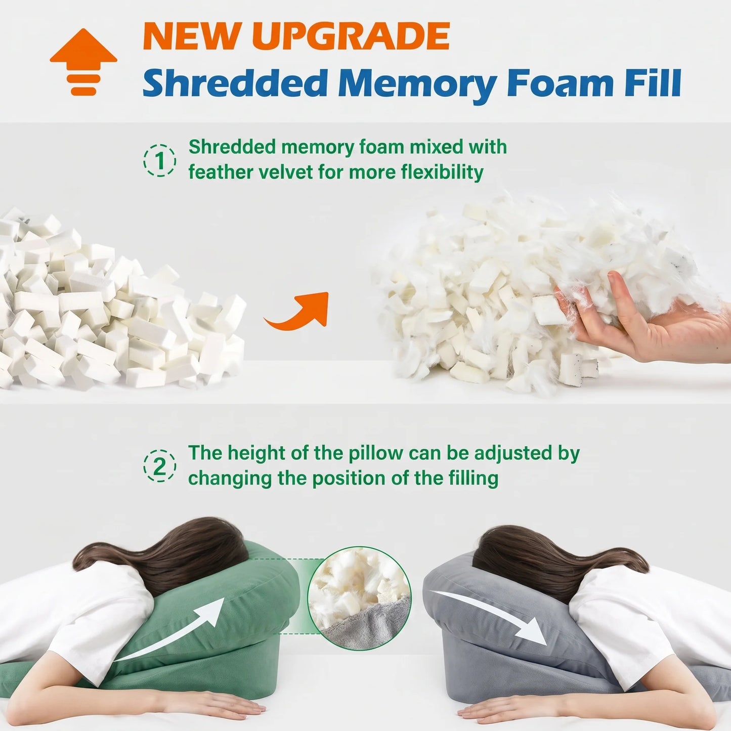 Face-Down Pillow Adjustable Memory Foam For Stomach Sleepers
