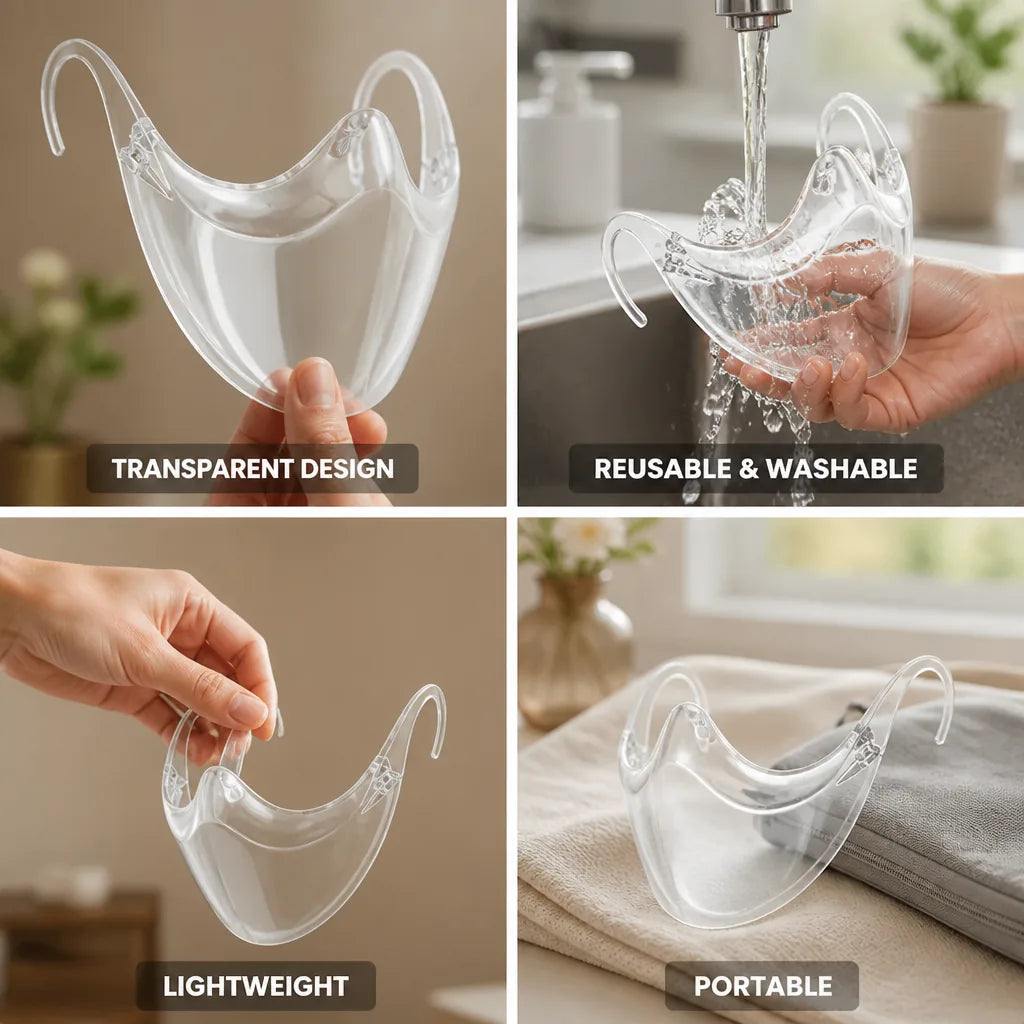 Face Mask Transparent Reusable Comfortable Fit
