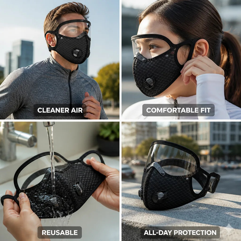 Face Mask Washable Breathable Filter Pocket