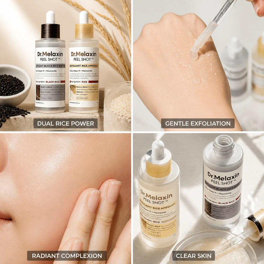 Face Serum Set White & Black Rice Brightening
