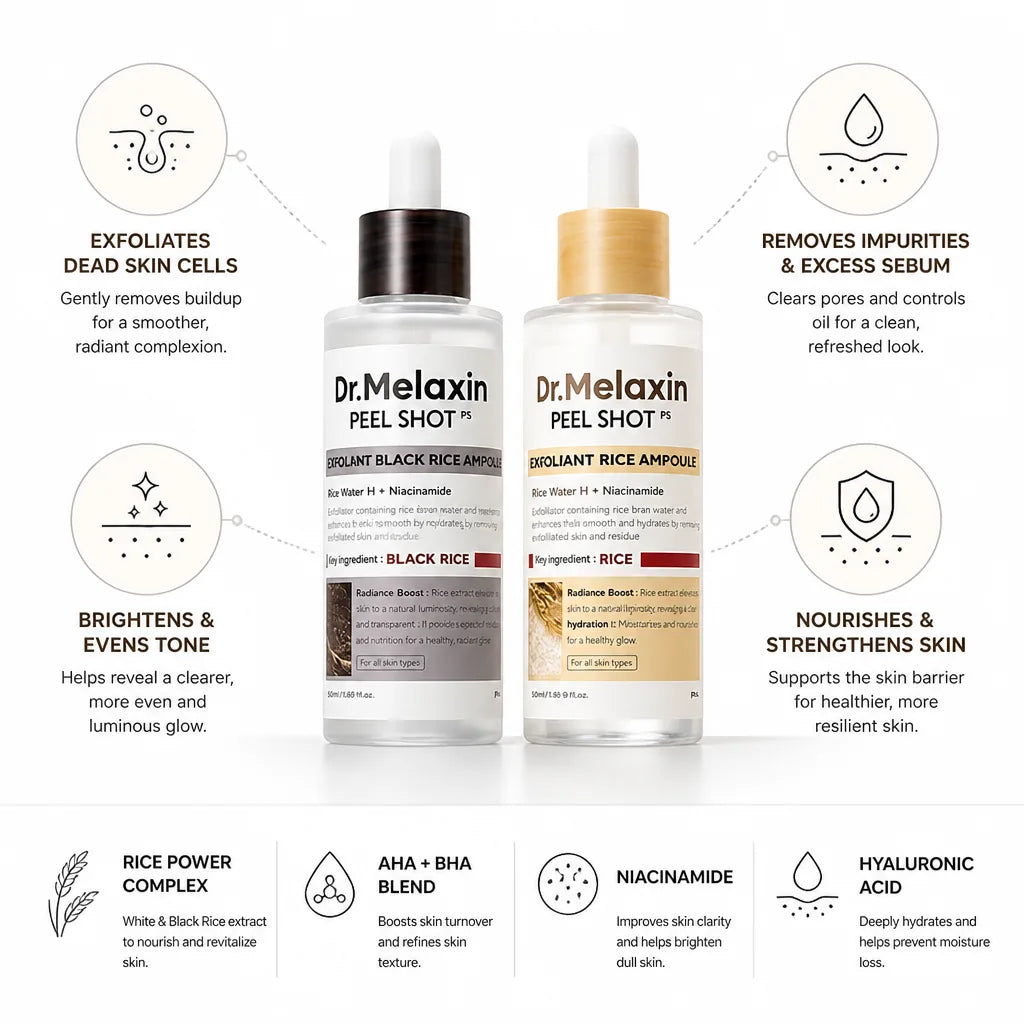 Face Serum Set White & Black Rice Brightening