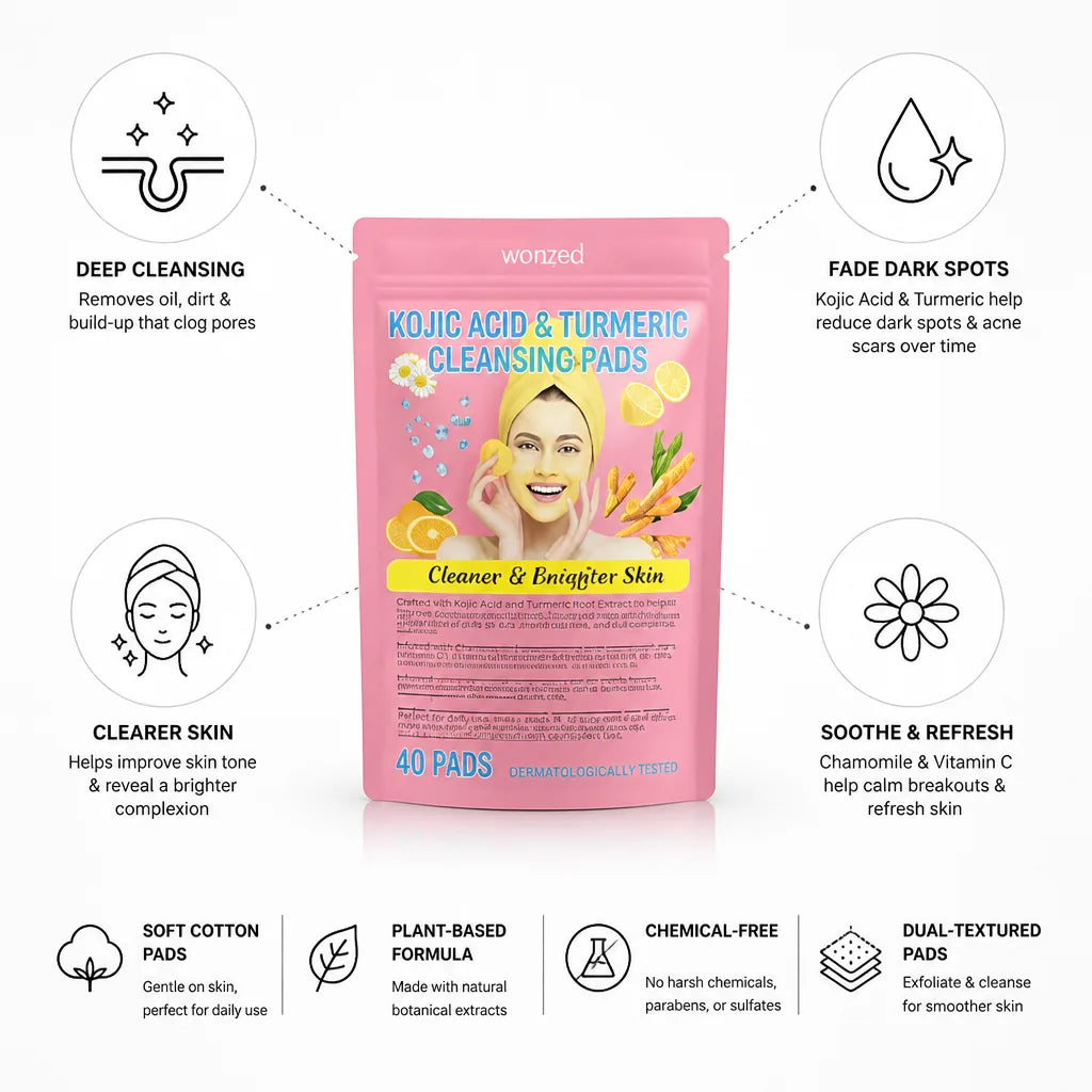 Facial Cleansing Pads Kojic Acid & Turmeric Pre-Soaked