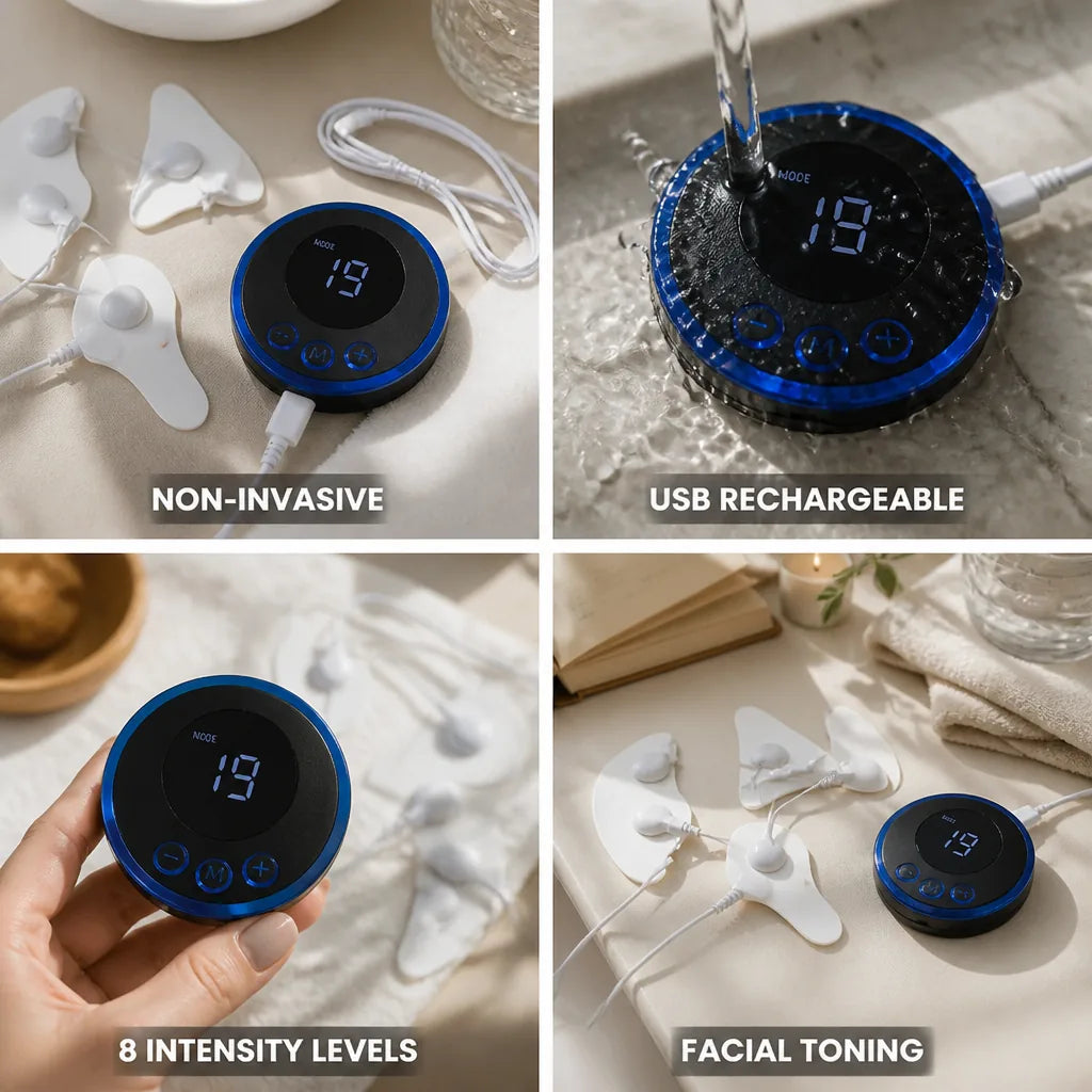 Facial EMS Massager 8 Intensity Levels USB Rechargeable