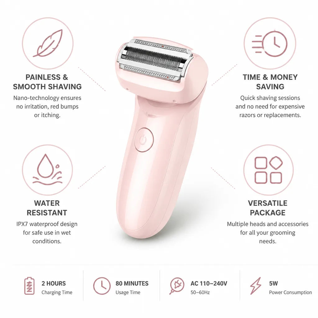Facial Electric Shaver Nano-Powered USB Rechargeable