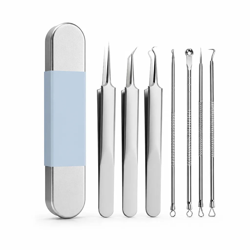 Facial Extraction Tool 3-In-1 Stainless Steel Non-Slip Grip