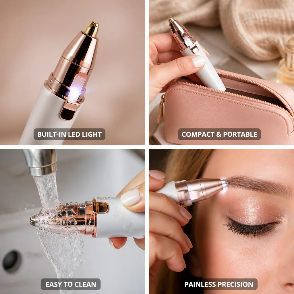 Facial & Eyebrow Trimmer Stainless Steel Blades LED Light