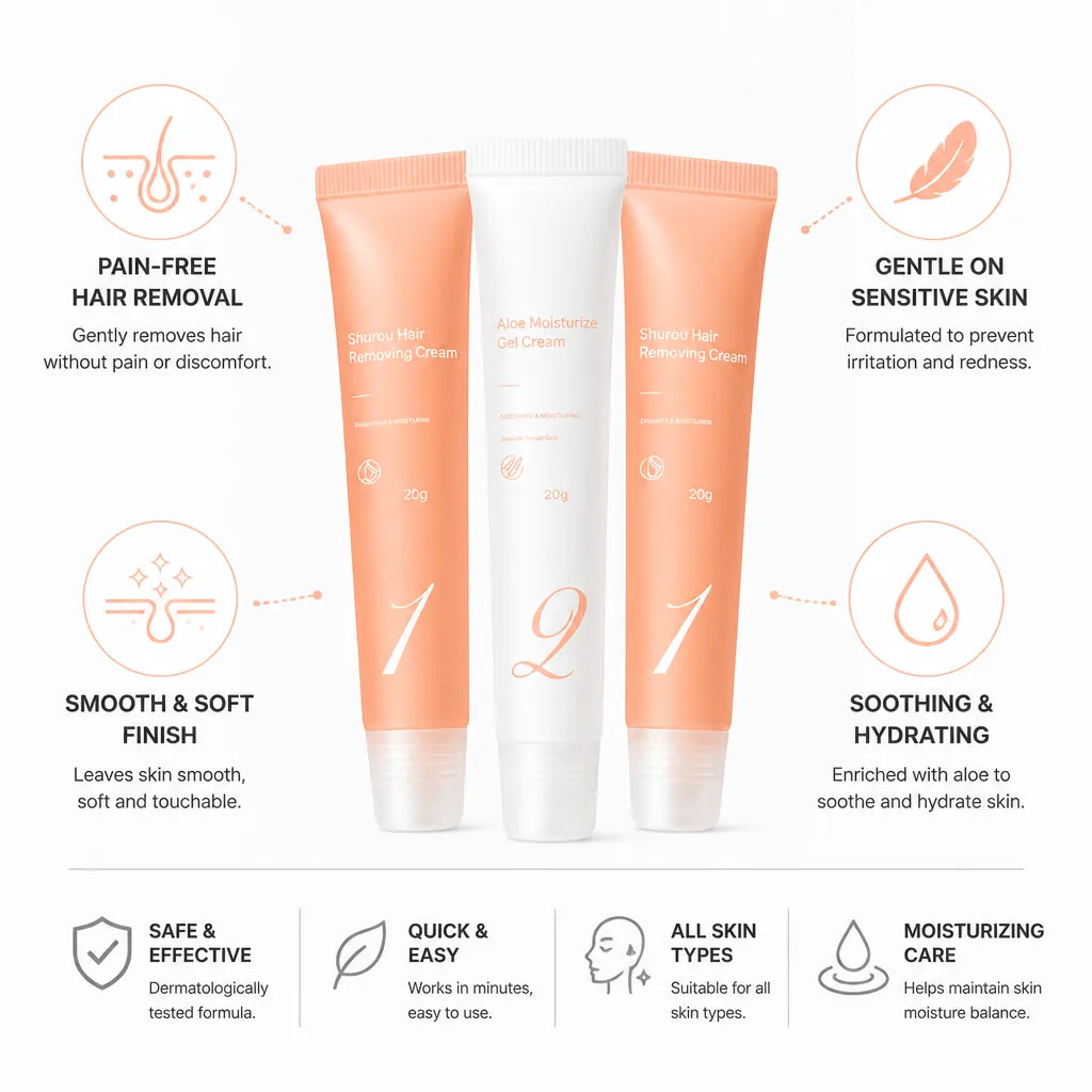 Facial Hair Remover Painless Sensitive Skin Set of 3