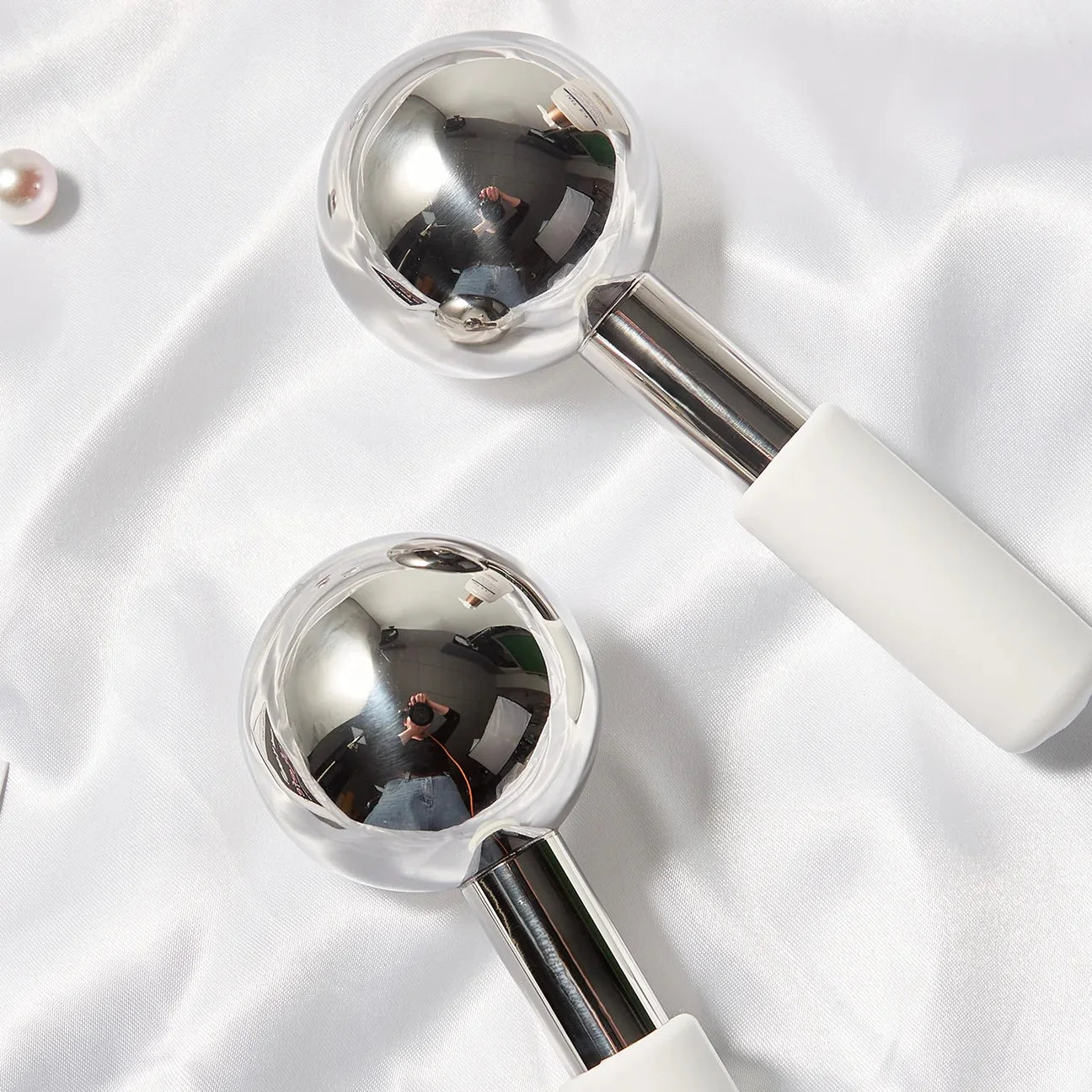 Facial Ice Globes Stainless Steel Depuffing Set of 2