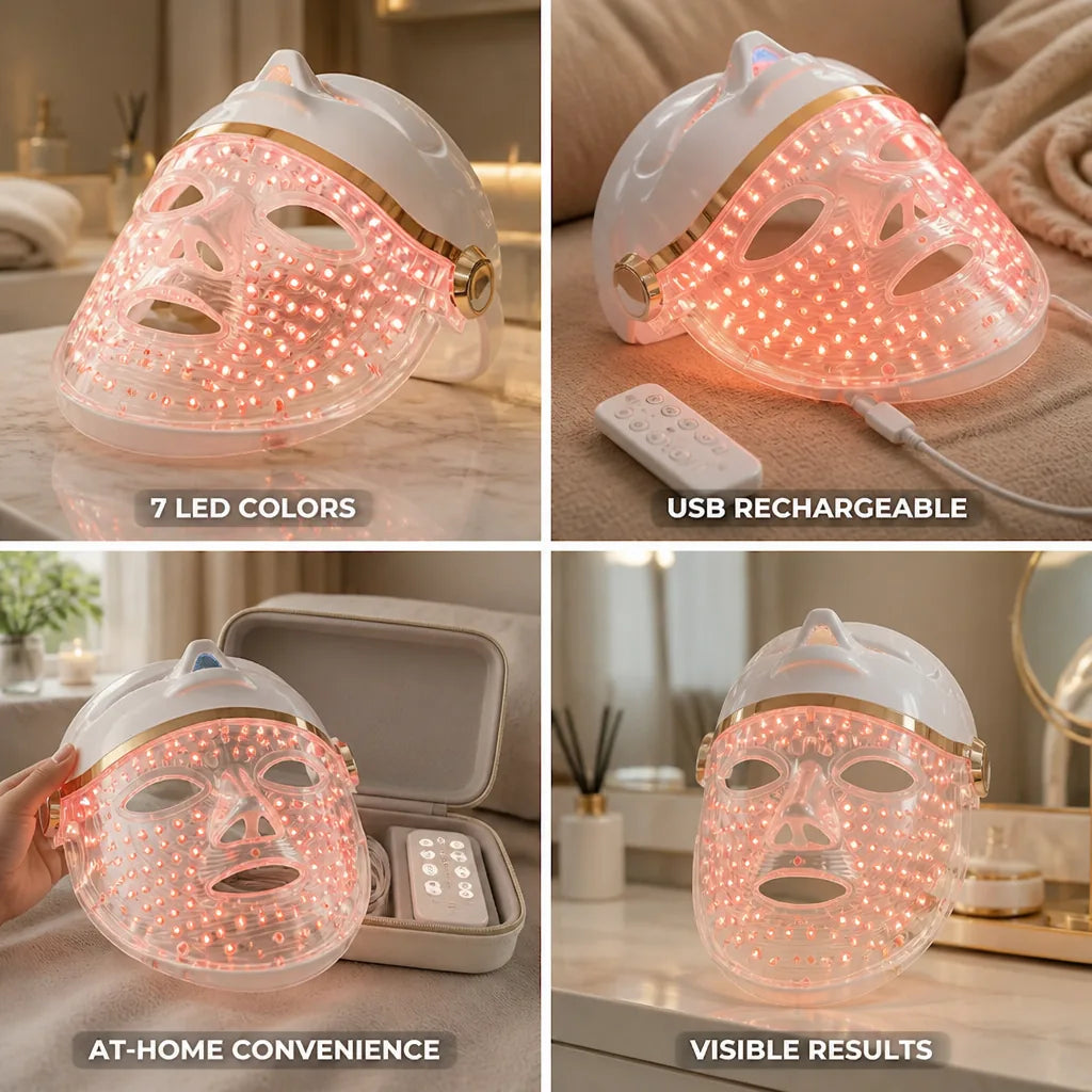 Facial Mask 7-Color LED USB Rechargeable & Remote