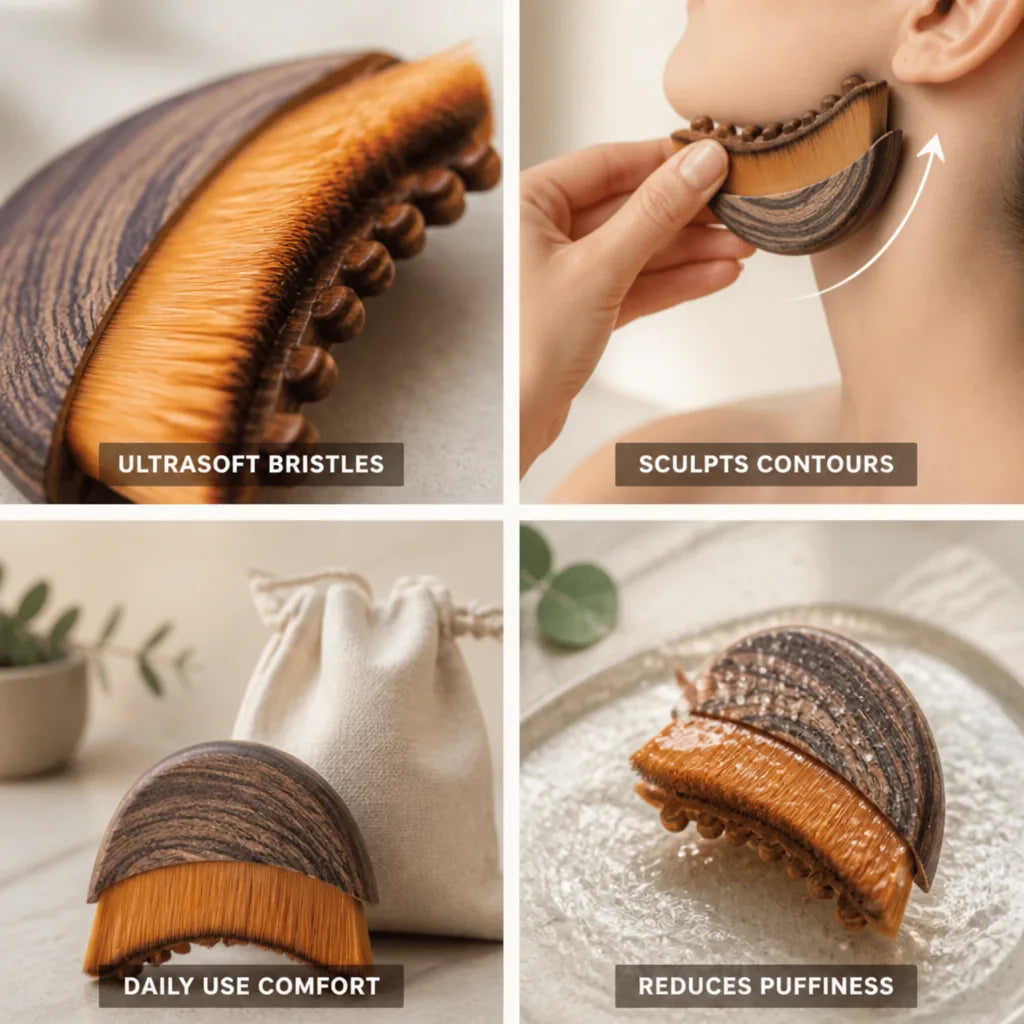 Facial Massage Brush Ultrasoft Bristles Reduces Morning Puffiness