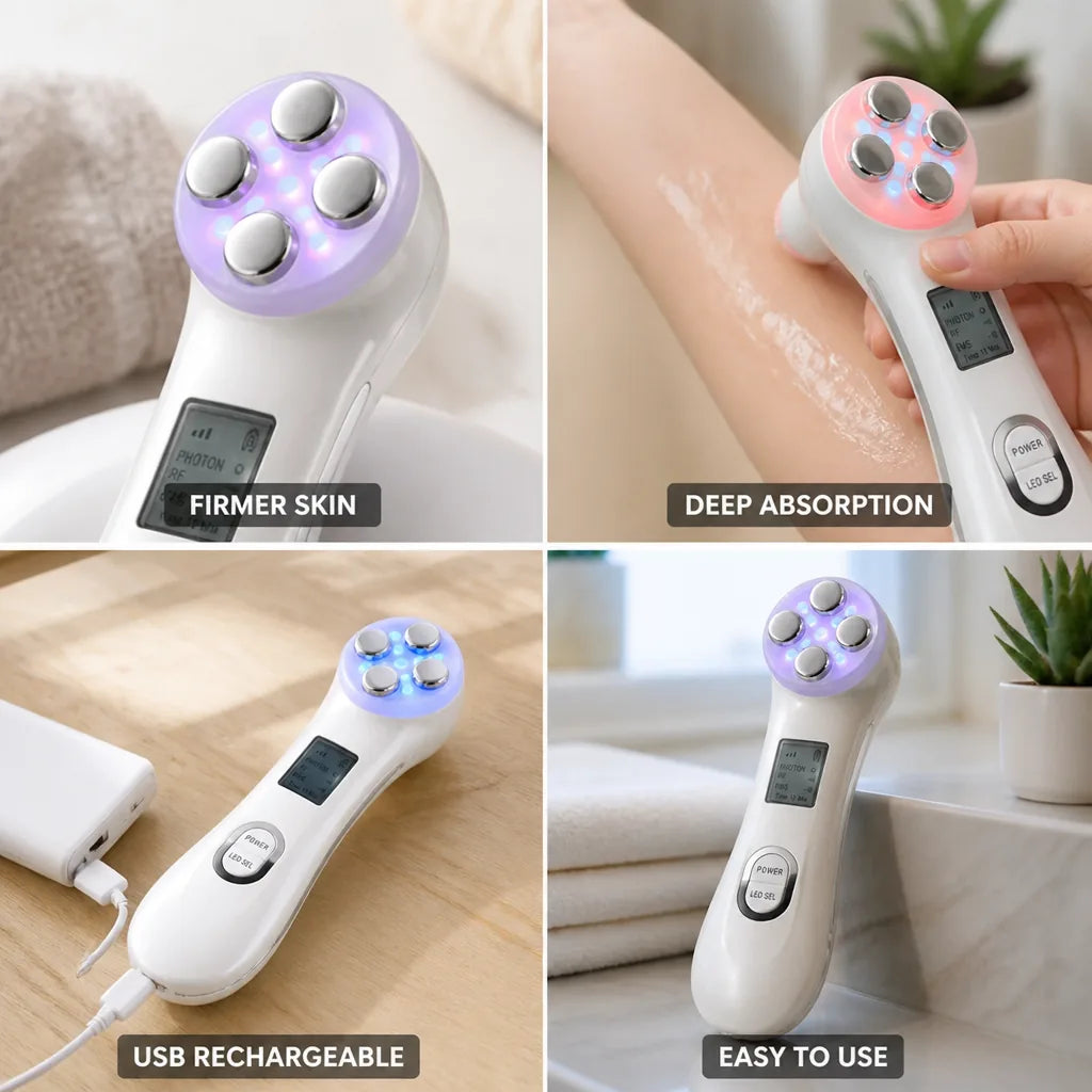 Facial Massager Skin-Firming EMS & LED USB Rechargeable