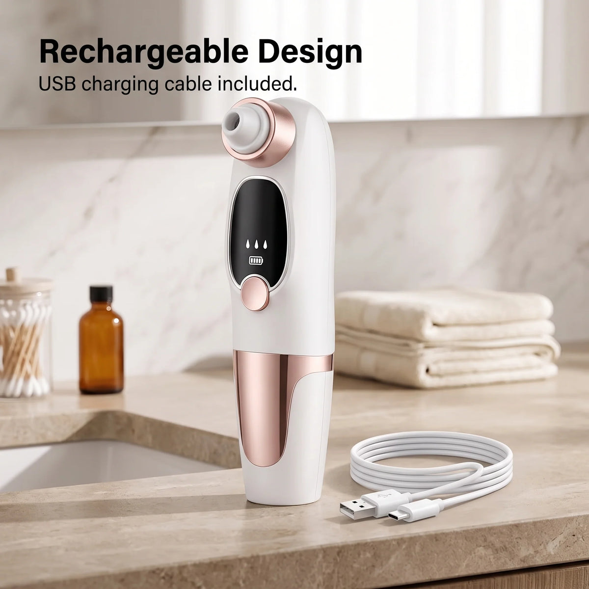 Facial Pore Cleaner Rechargeable Hydro Suction 6 Tips