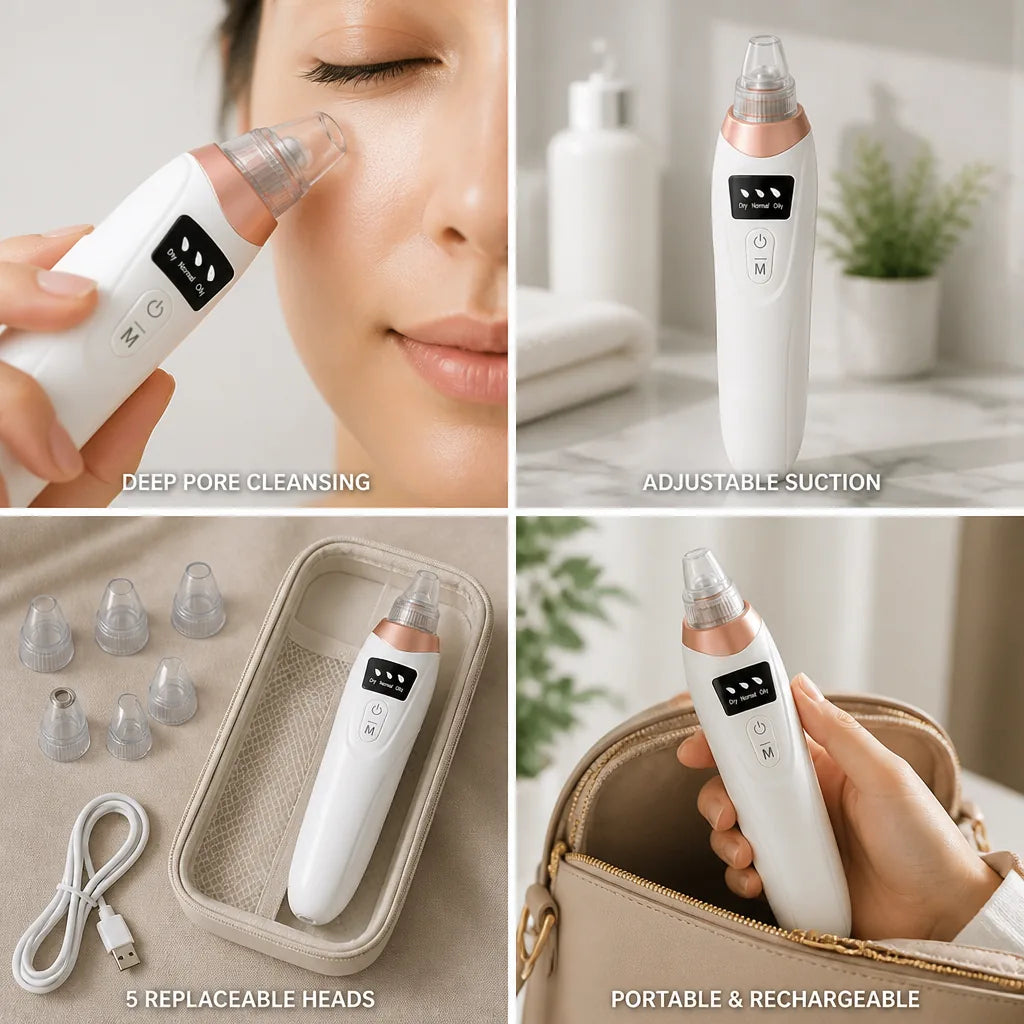 Facial Pore Vacuum Adjustable Suction Five Replaceable Heads