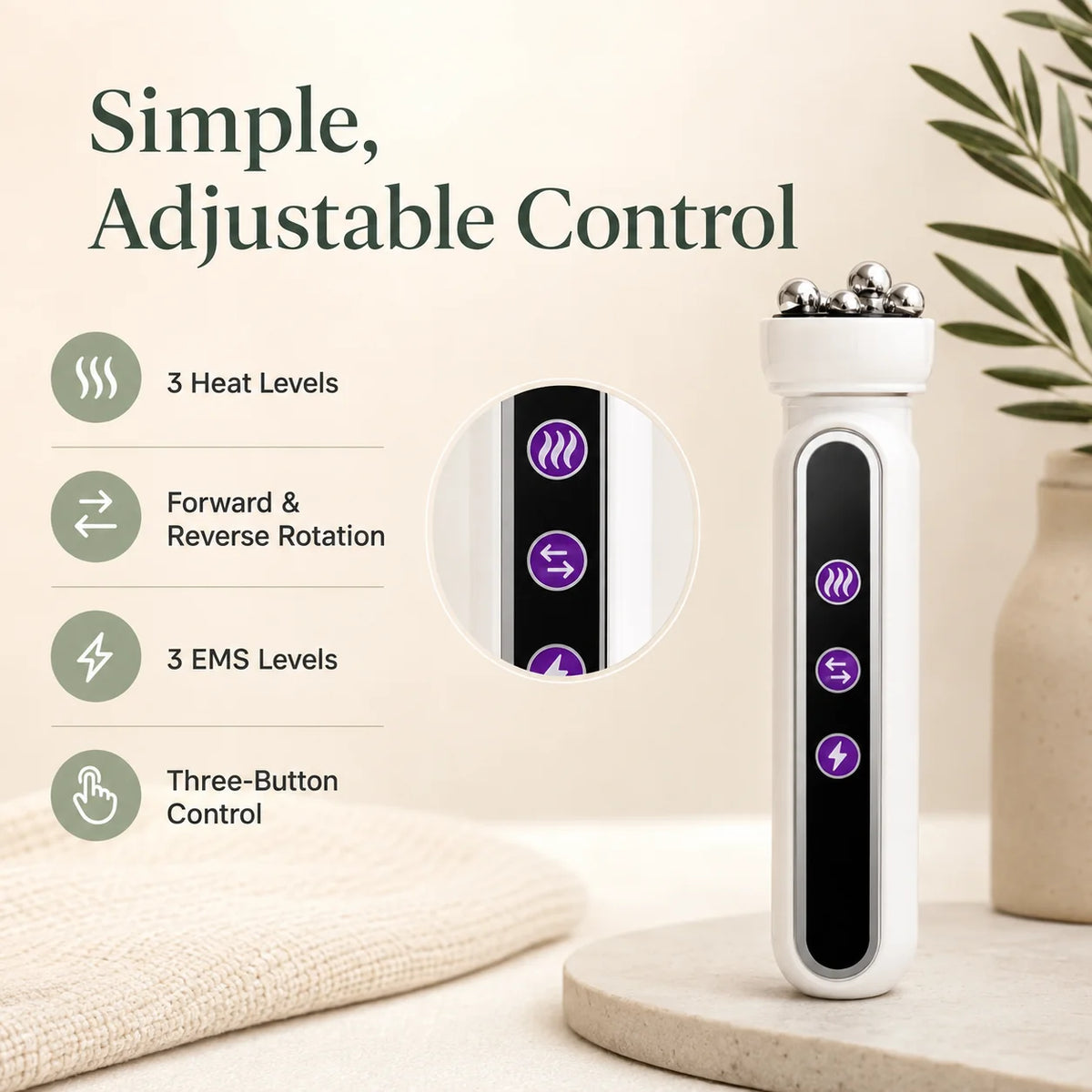 Facial Roller 3-In-1 RF & EMS Auto-Rotating